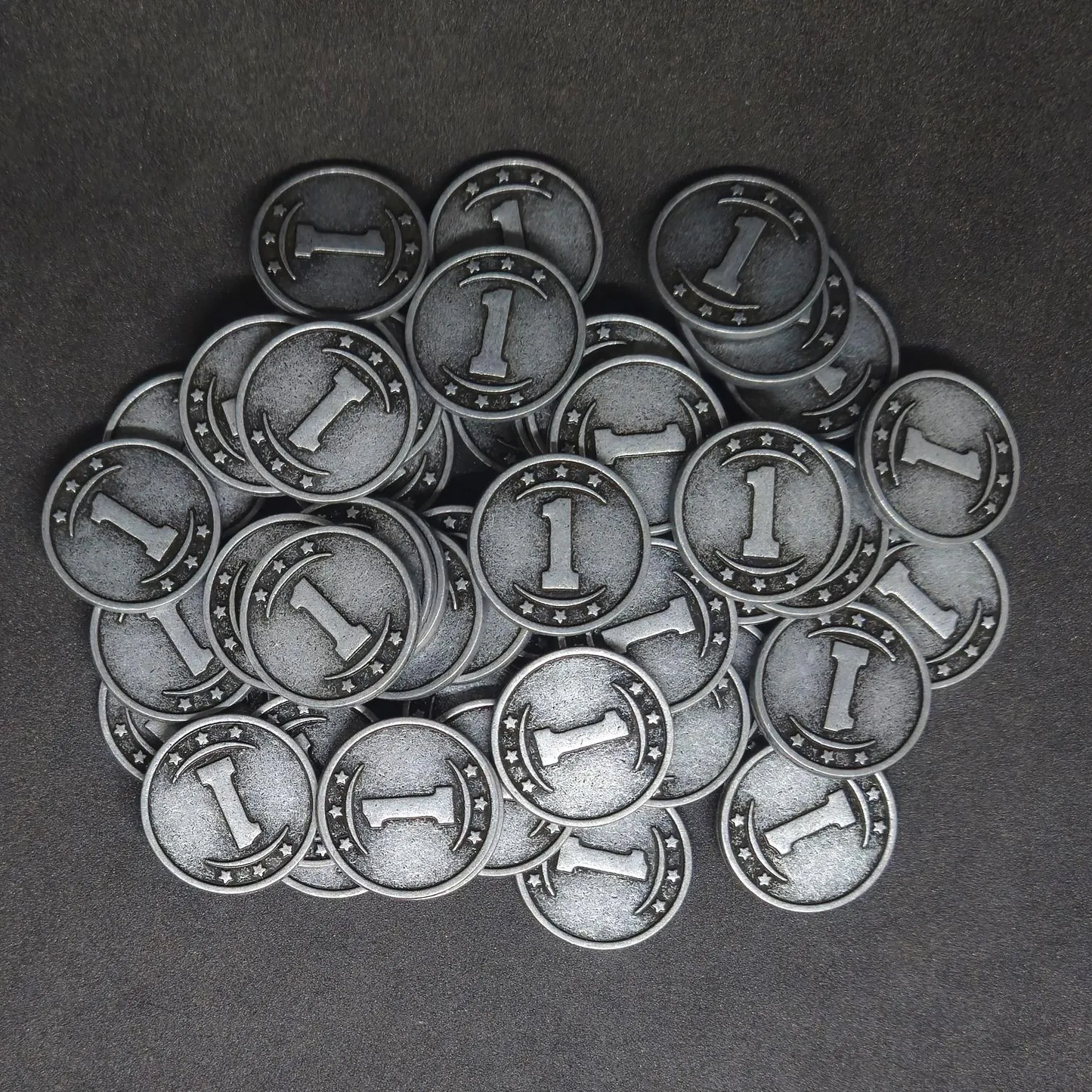 Silver western metal coins of value 1 for board games, 20mm