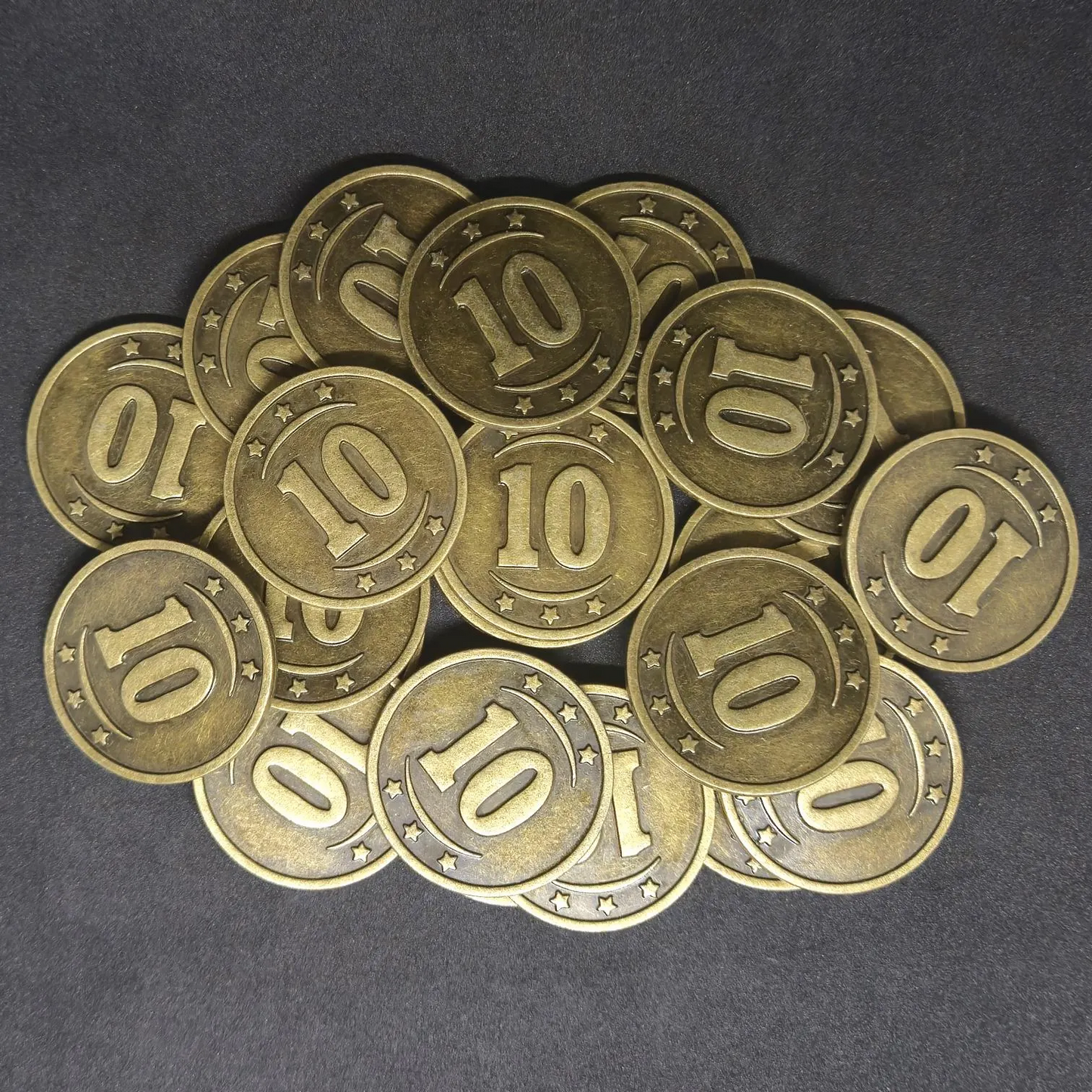 Gold western metal coins of value 10 for board games, 30mm