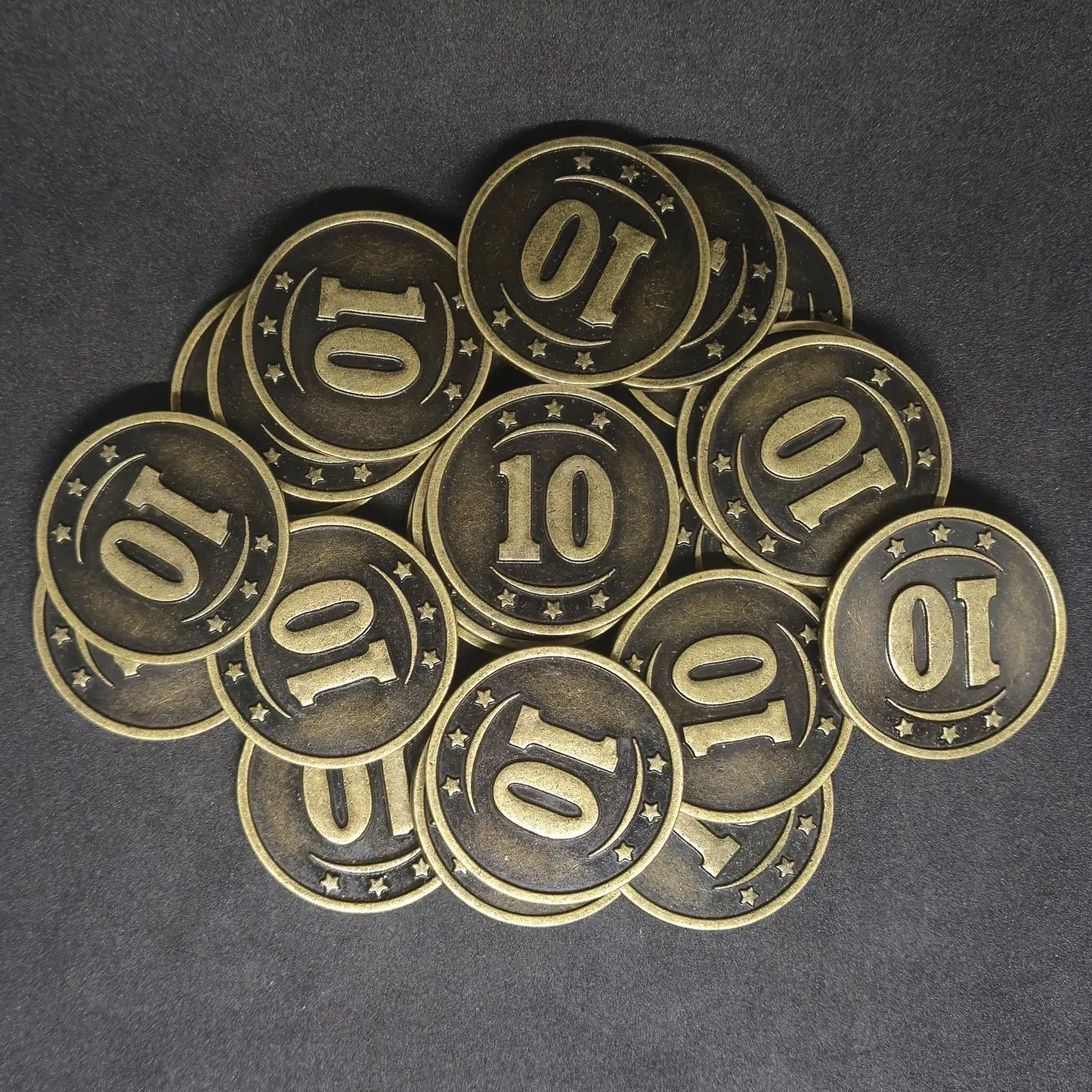 Antique gold western metal coins of value 10 for board games, 30mm