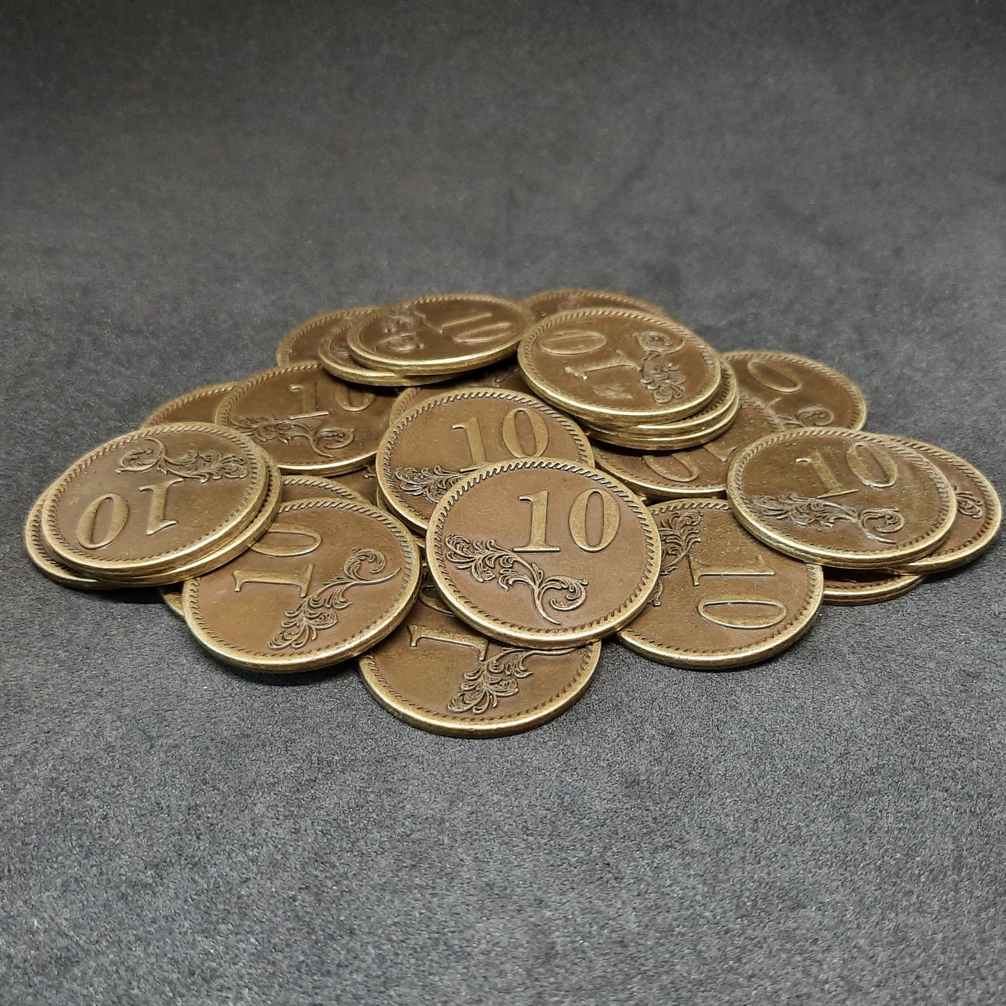 Gold metal coins of value 10 for board games, 30mm