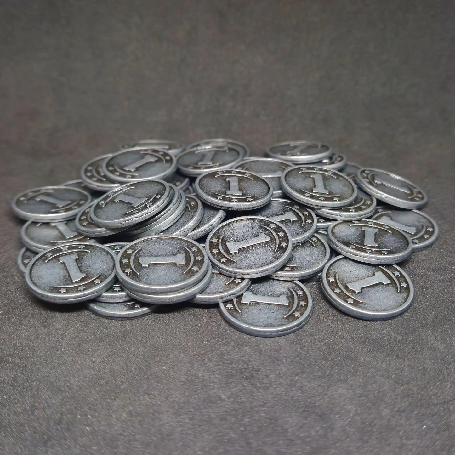 Silver western metal coins of value 1 for board games, 20mm