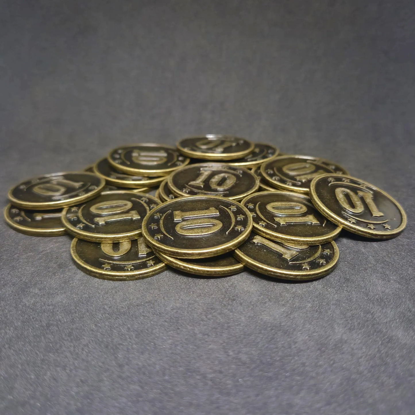 Antique gold western metal coins of value 10 for board games, 30mm