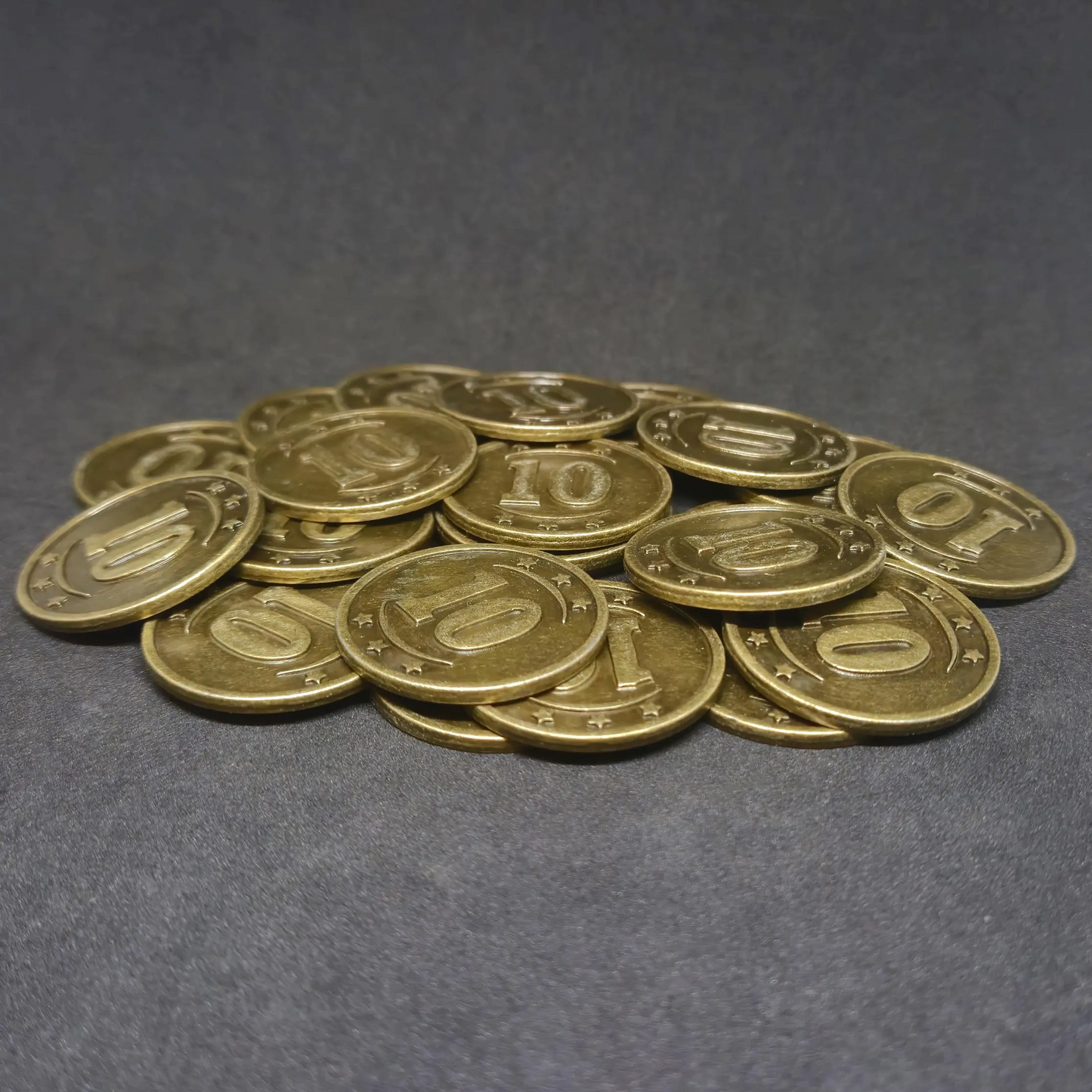 Gold western metal coins of value 10 for board games, 30mm