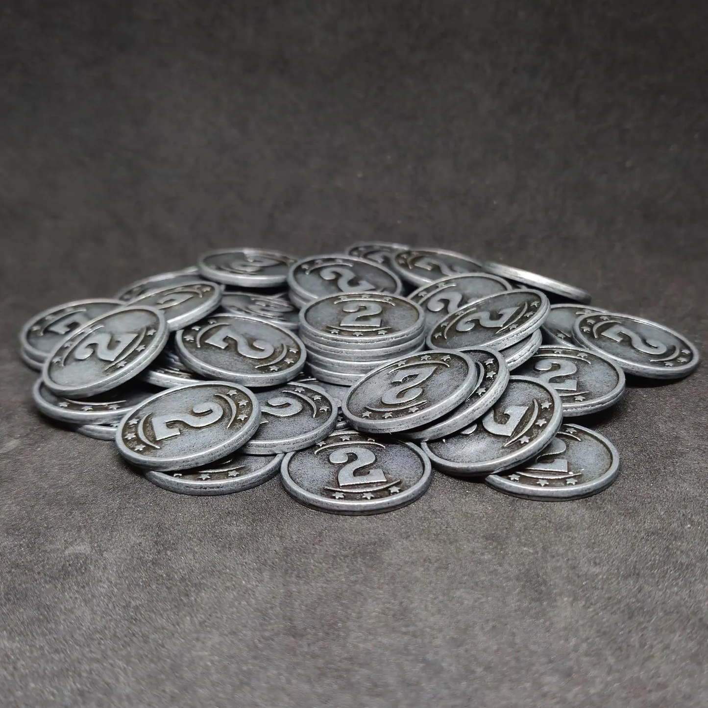 Silver western metal coins of value 2 for board games, 22mm