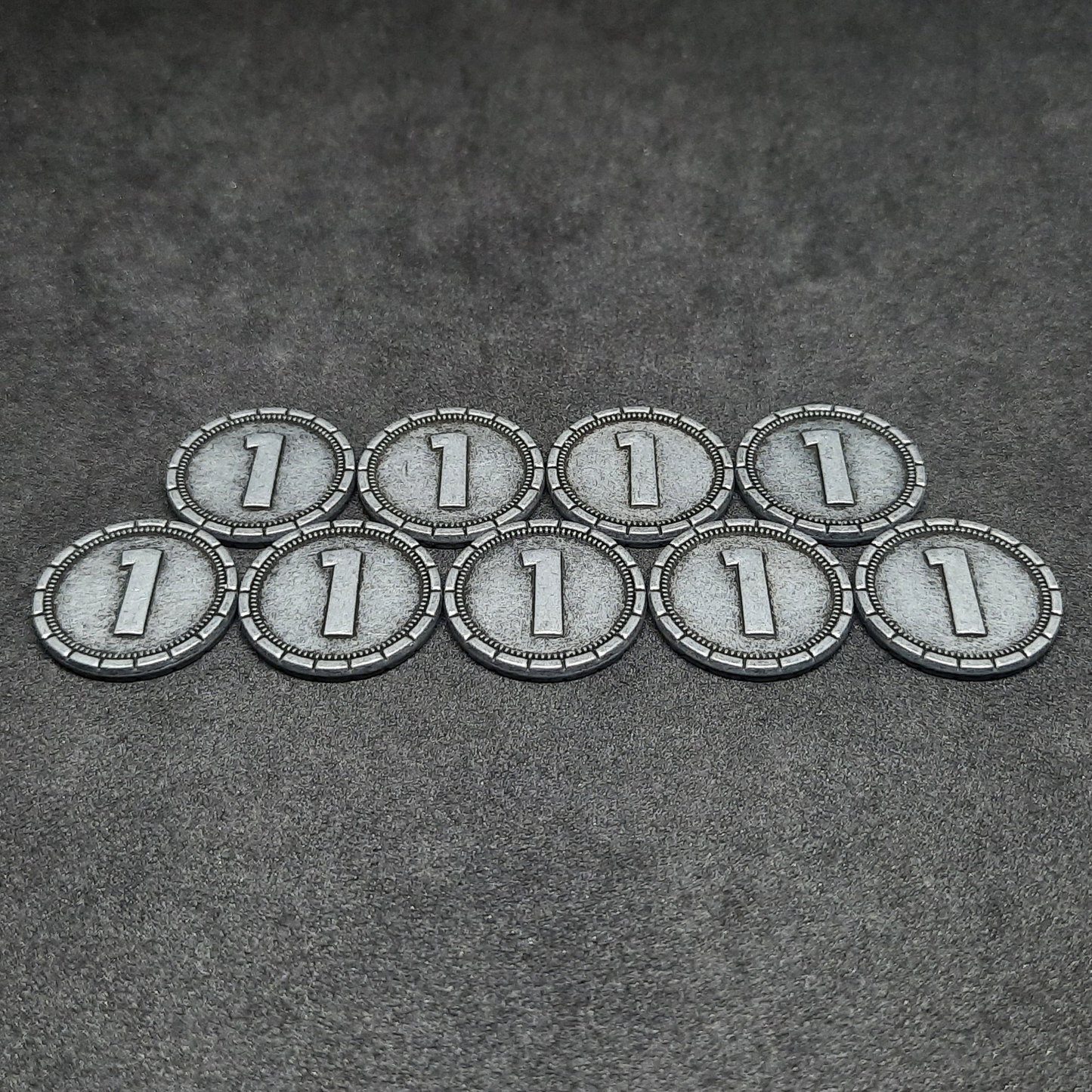 Silver 7 Wonders metal coins of value 1 for board games, 20mm