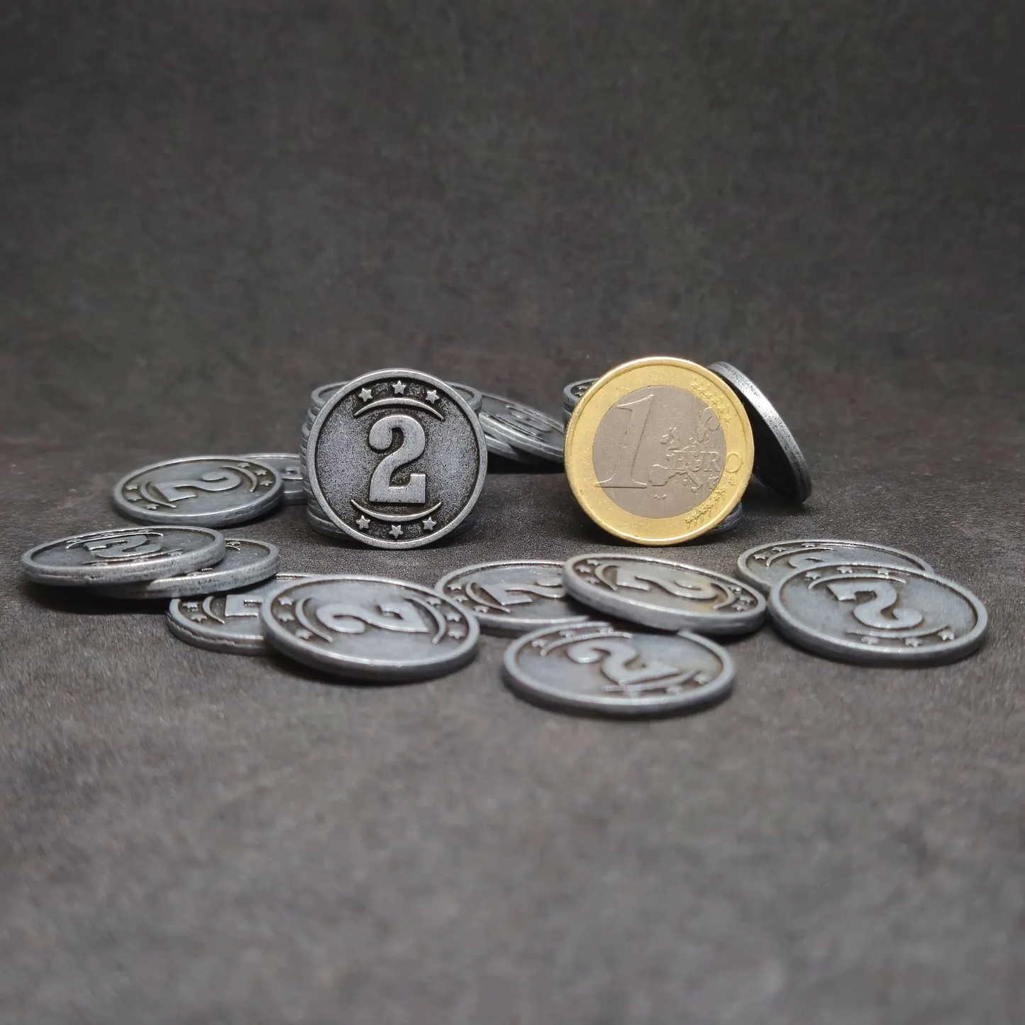 Silver western metal coins of value 2 for board games, 22mm