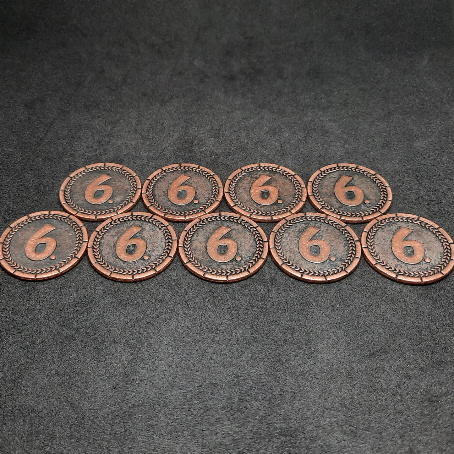 Bronze 7 Wonders metal coins of value 6 for board games, 30mm