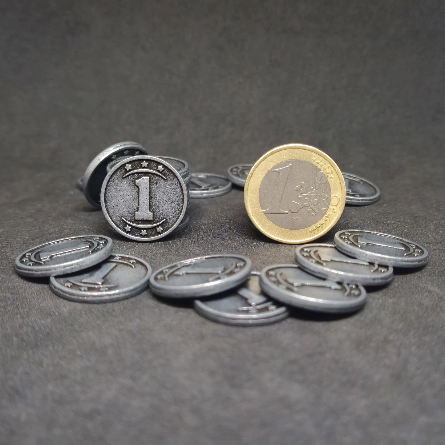 Silver western metal coins of value 1 for board games, 20mm