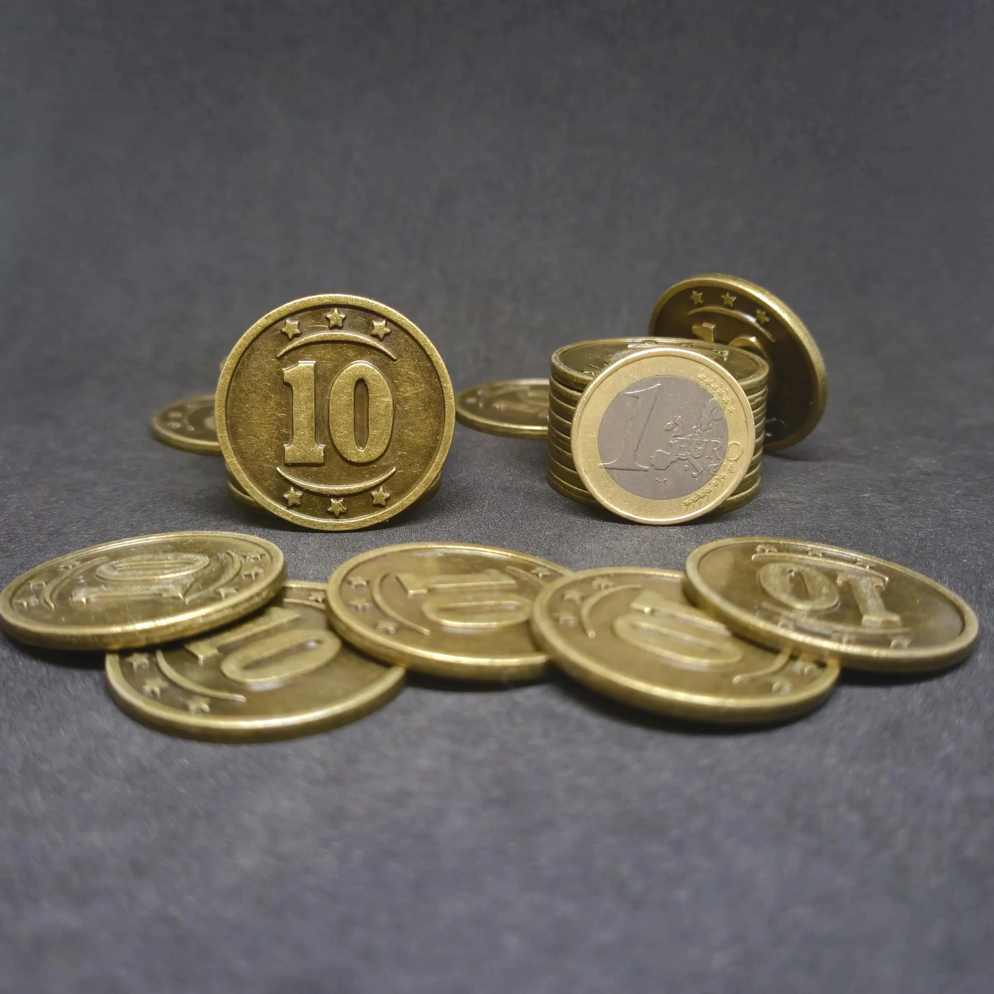 Gold western metal coins of value 10 for board games, 30mm
