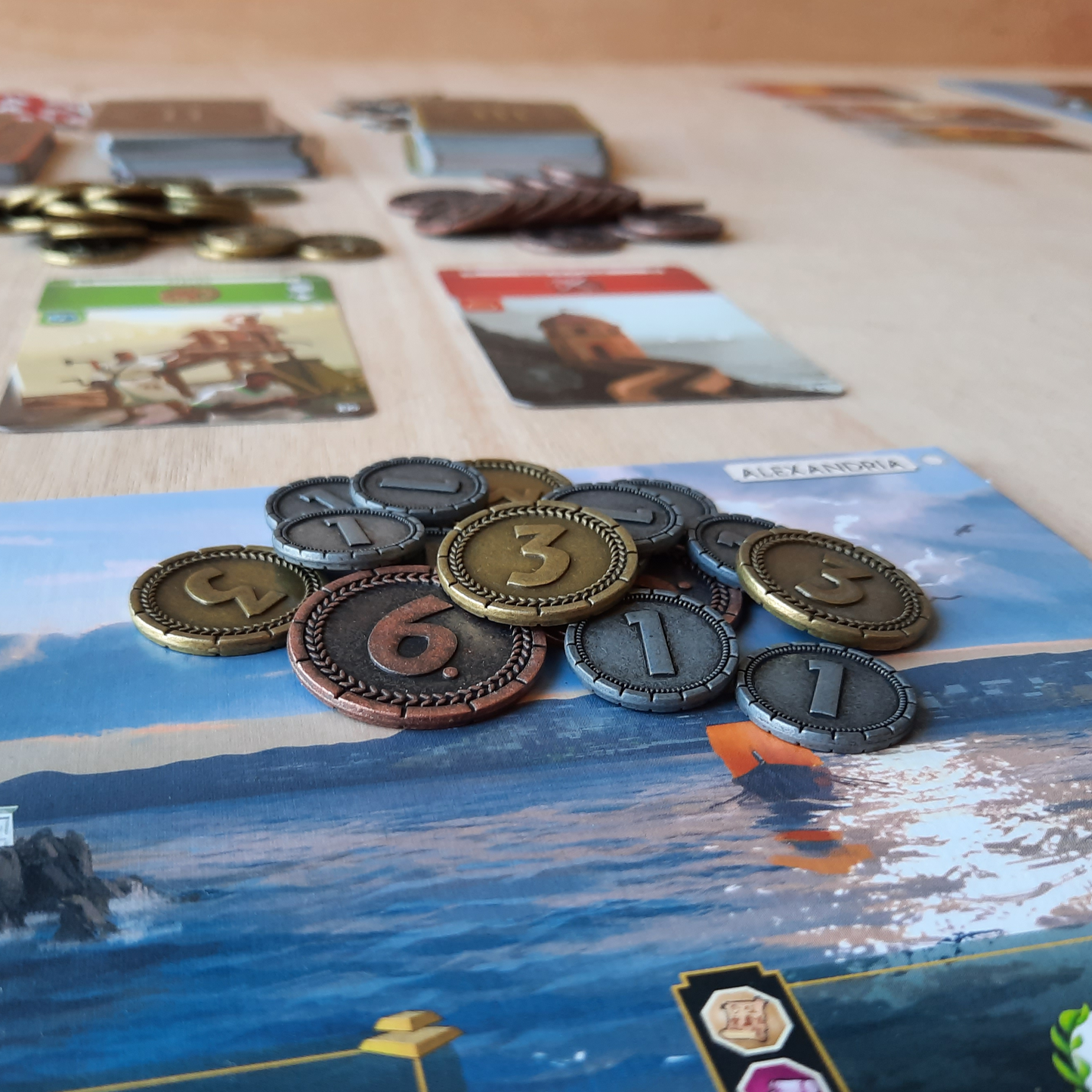 Set of metal coins for 7 Wonders and 7 Wonders Duel, silver, gold and bronze (20mm, 25mm, 30mm)