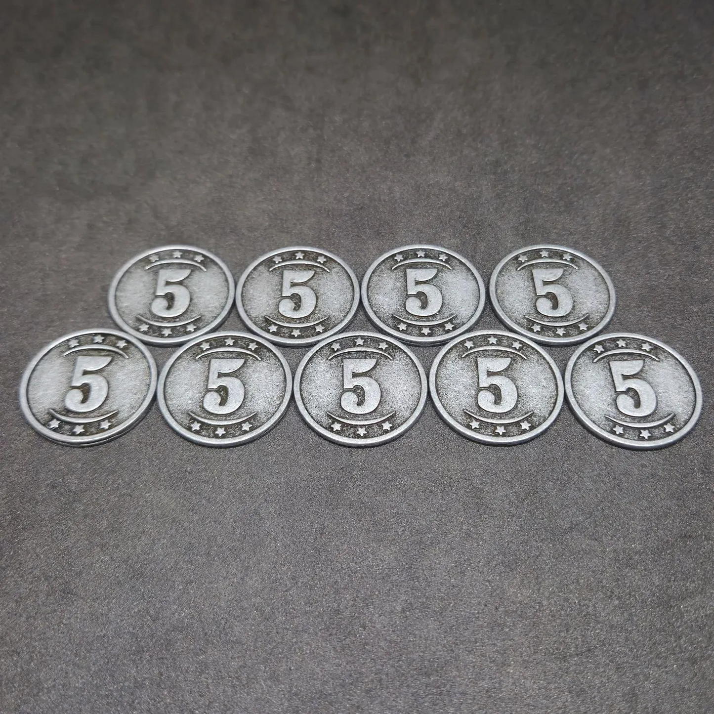 Silver western metal coins of value 5 for board games, 25mm