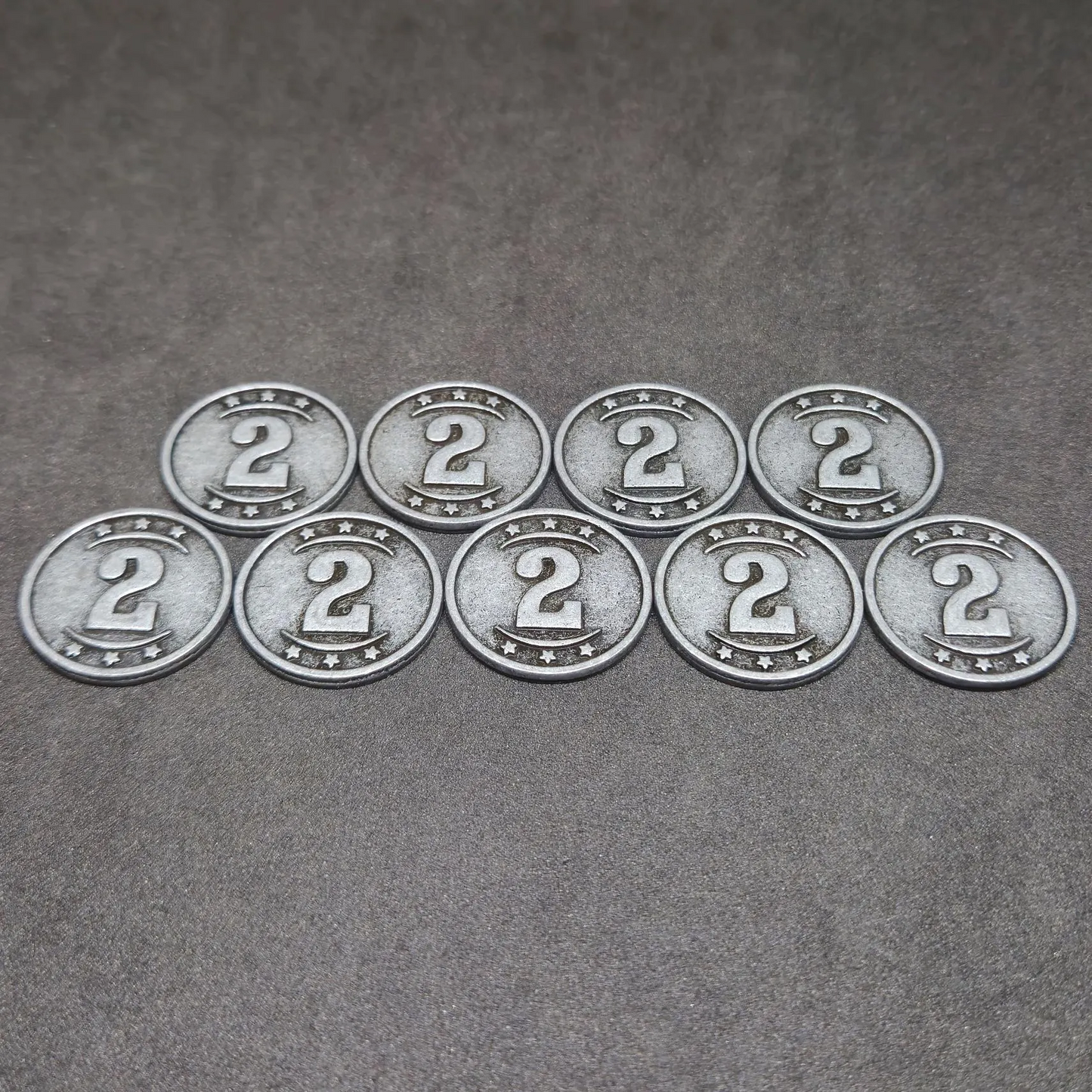 Silver western metal coins of value 2 for board games, 22mm
