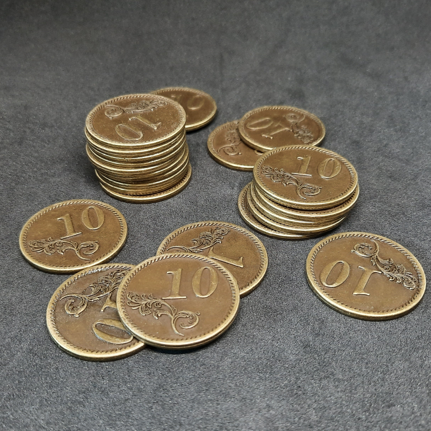 Gold metal coins of value 10 for board games, 30mm