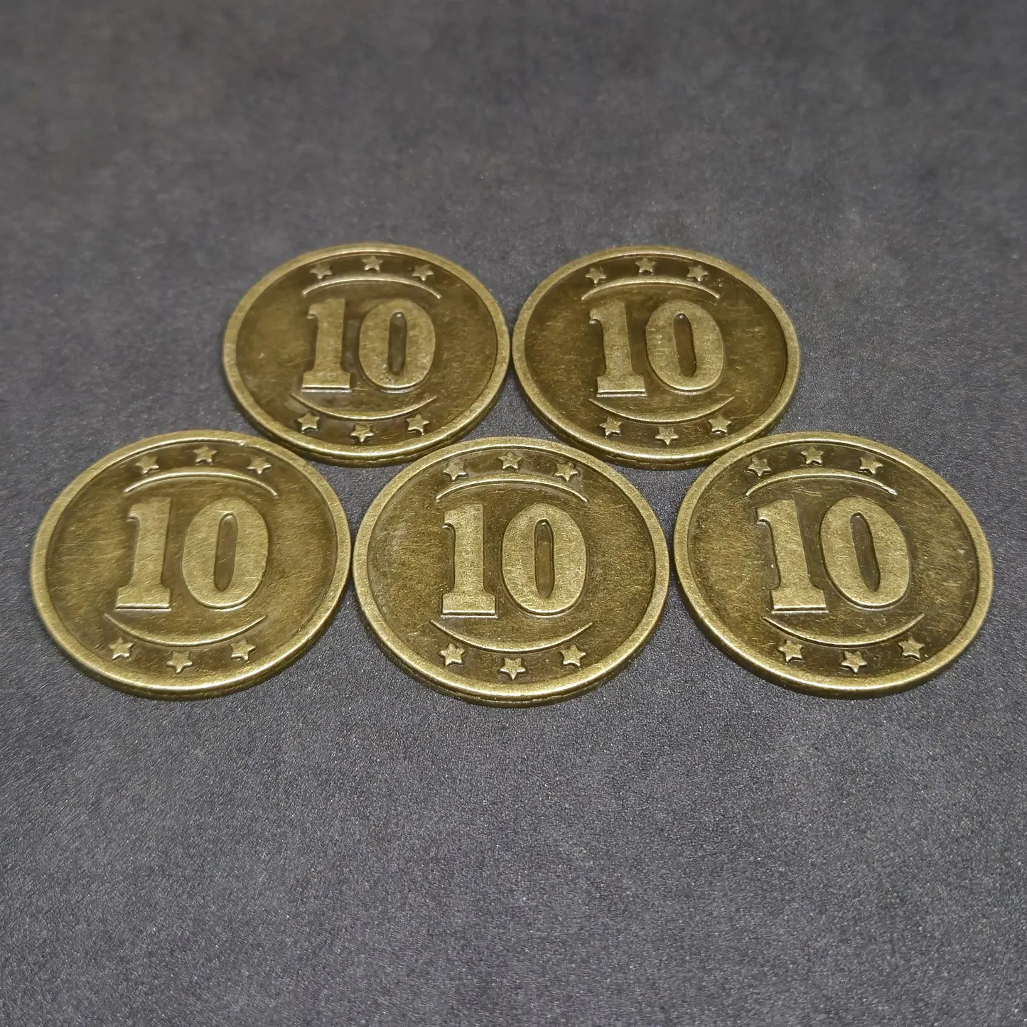 Gold western metal coins of value 10 for board games, 30mm