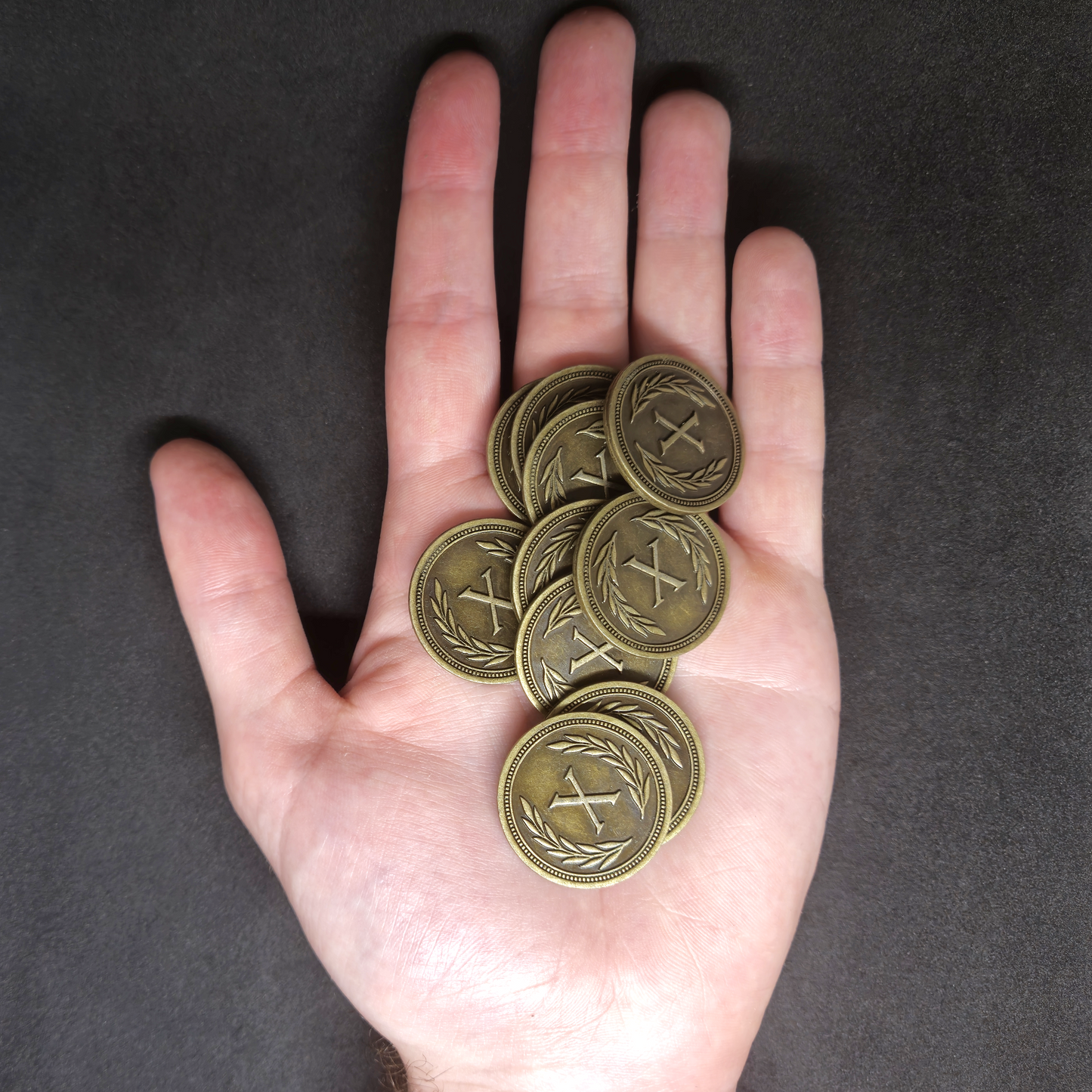 Pièces romaines en métal de valeur 10 couleur or pour jeux de société, 30mm