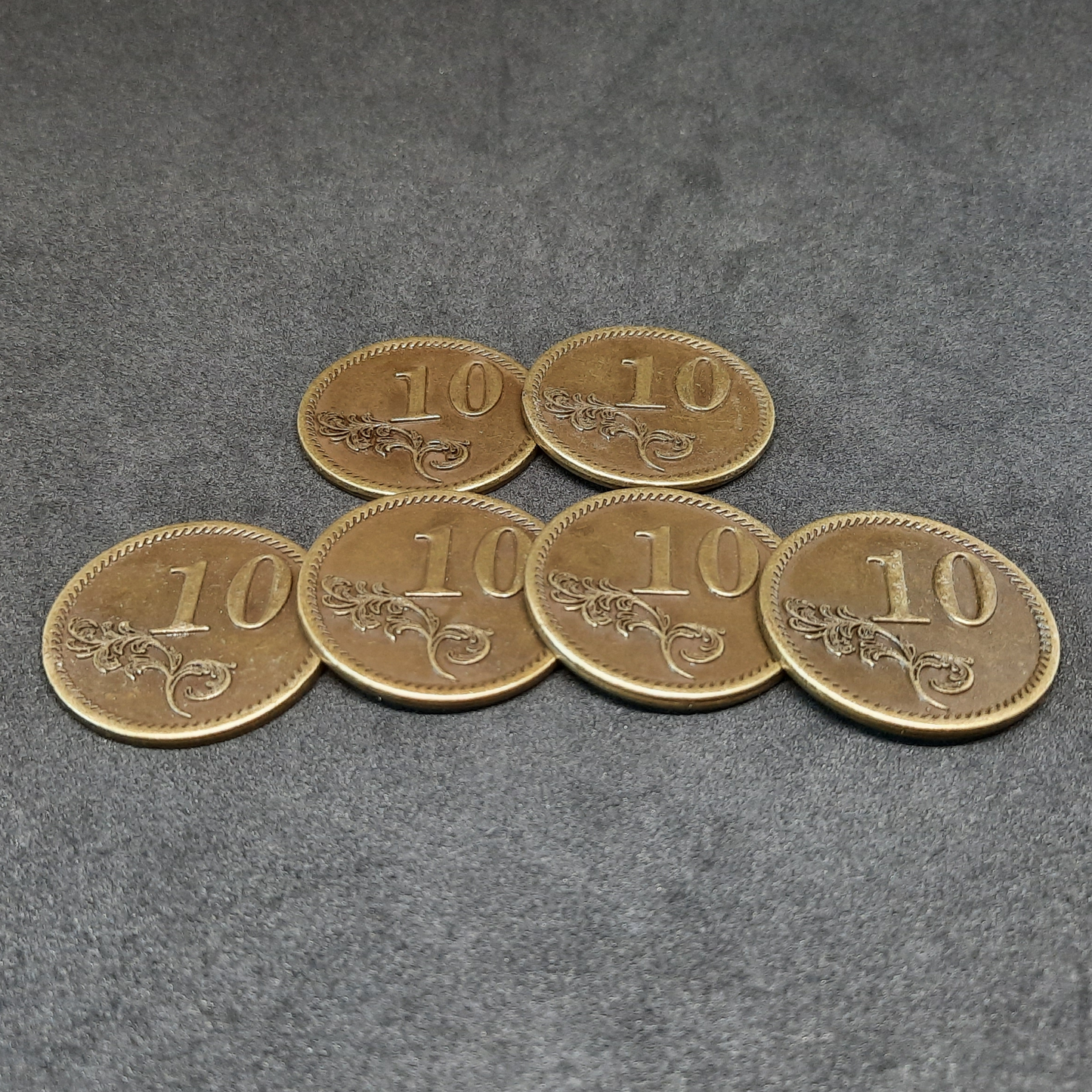 Gold metal coins of value 10 for board games, 30mm