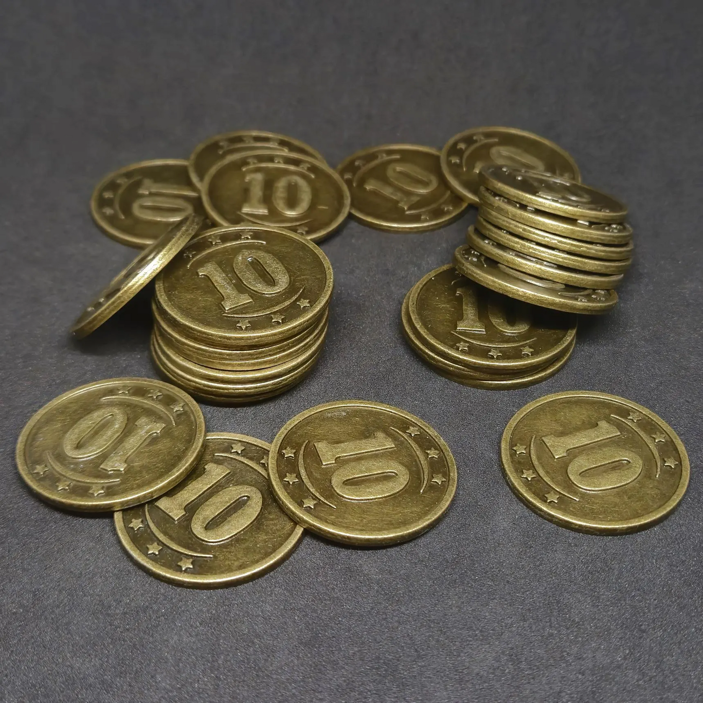 Gold western metal coins of value 10 for board games, 30mm
