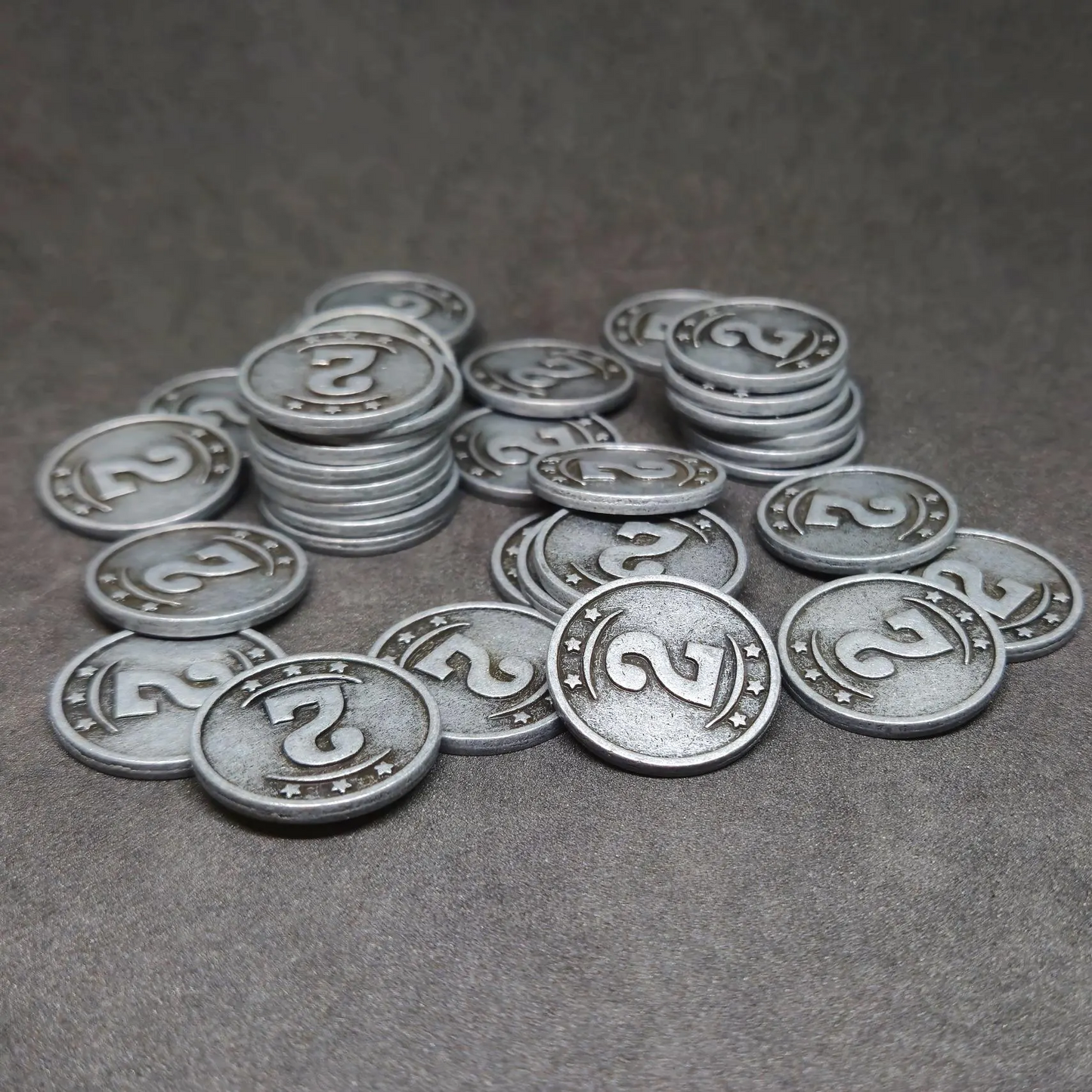Silver western metal coins of value 2 for board games, 22mm