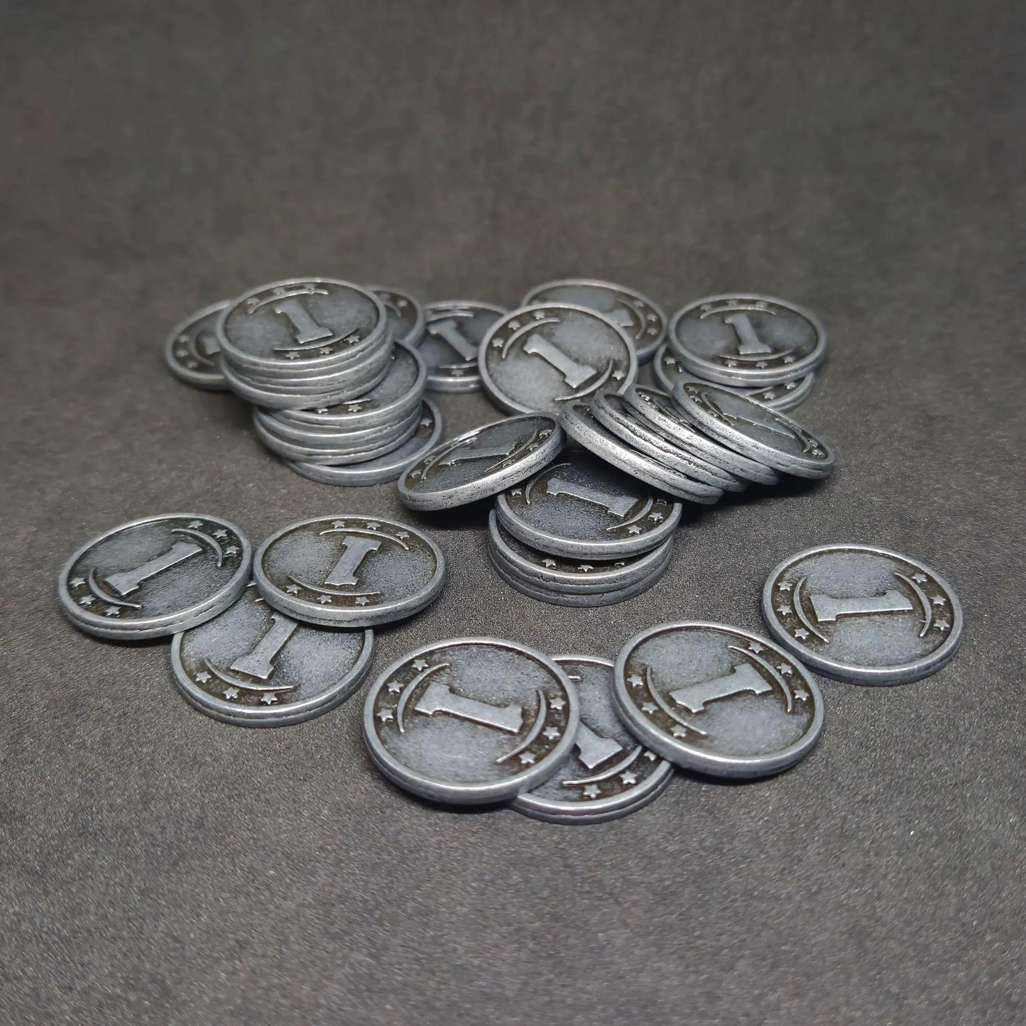 Silver western metal coins of value 1 for board games, 20mm