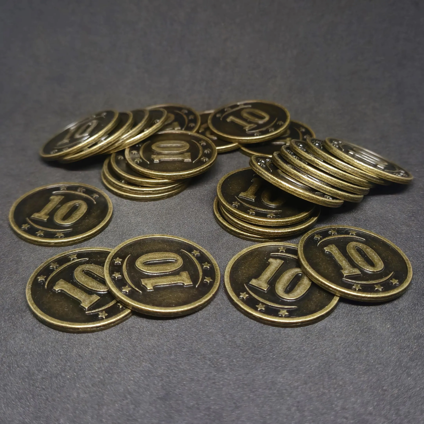 Antique gold western metal coins of value 10 for board games, 30mm