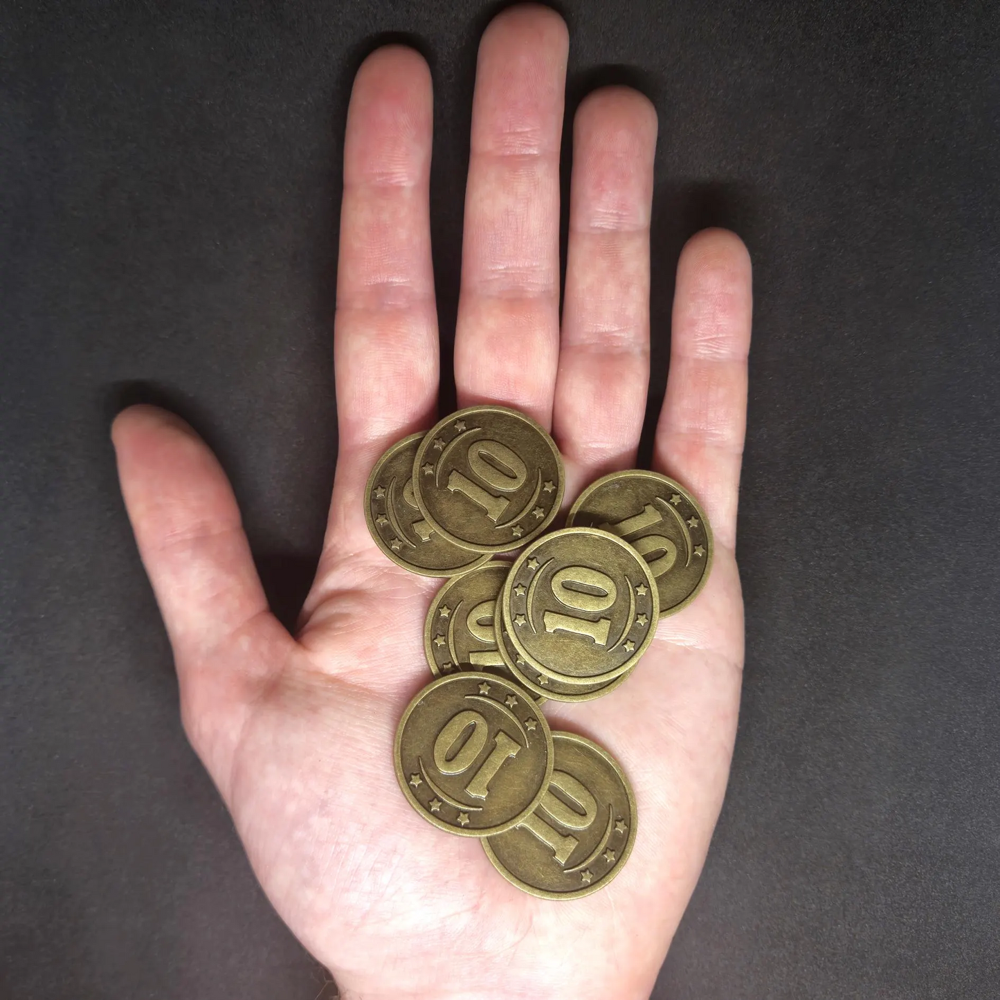 Gold western metal coins of value 10 for board games, 30mm
