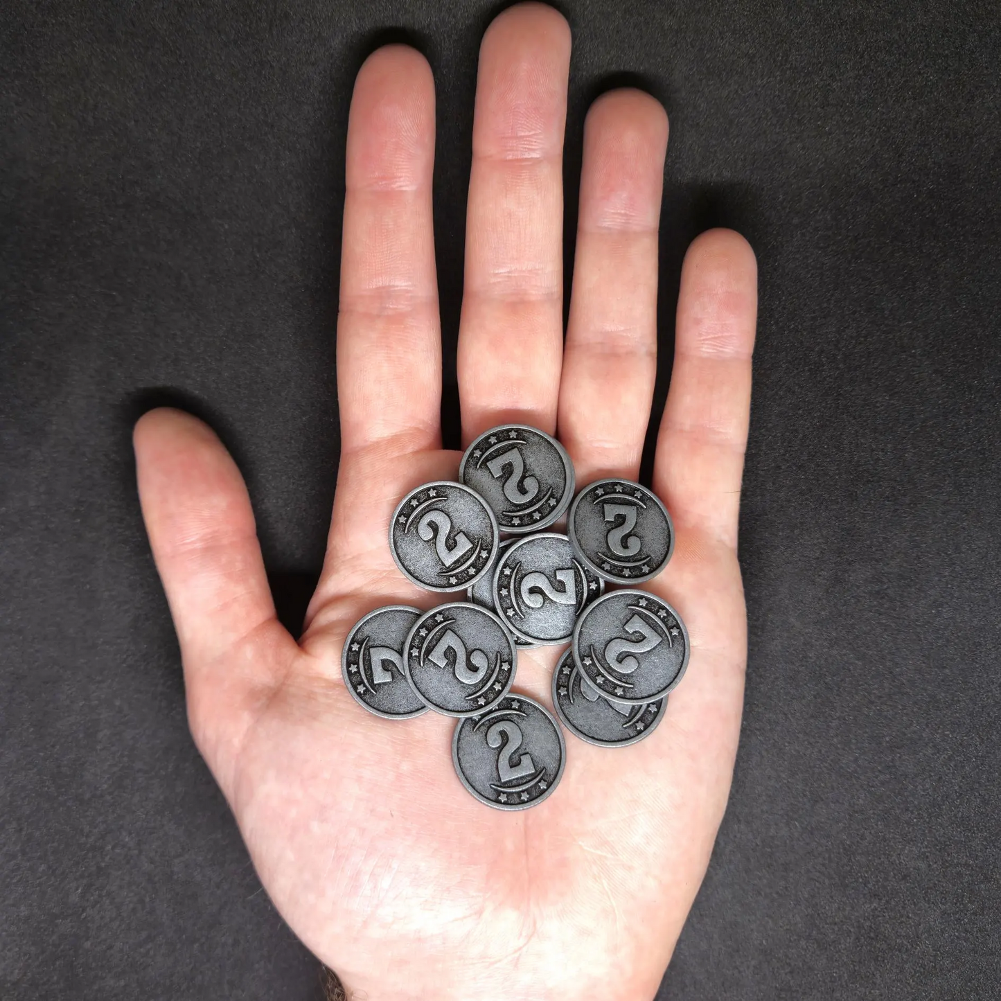 Silver western metal coins of value 2 for board games, 22mm