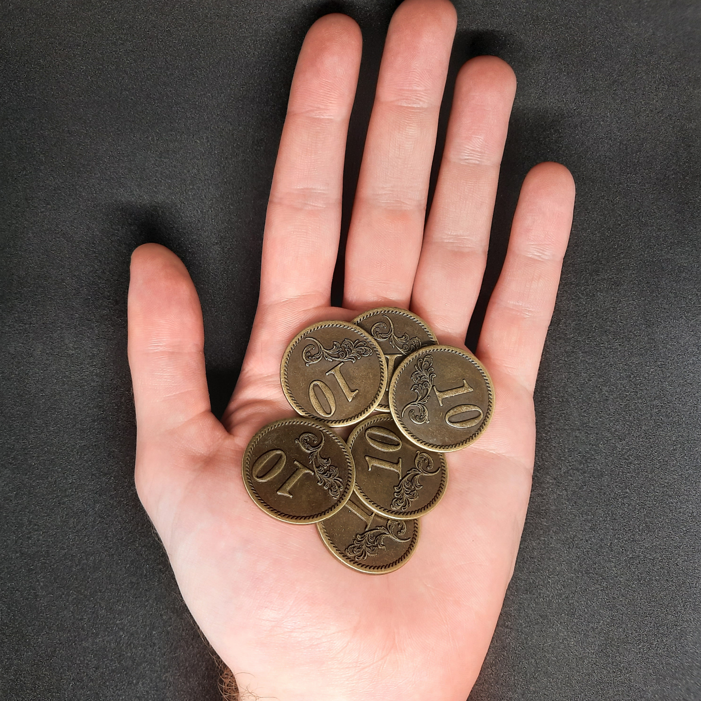 Gold metal coins of value 10 for board games, 30mm