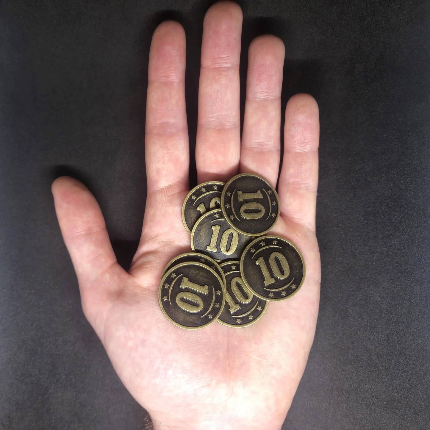 Antique gold western metal coins of value 10 for board games, 30mm