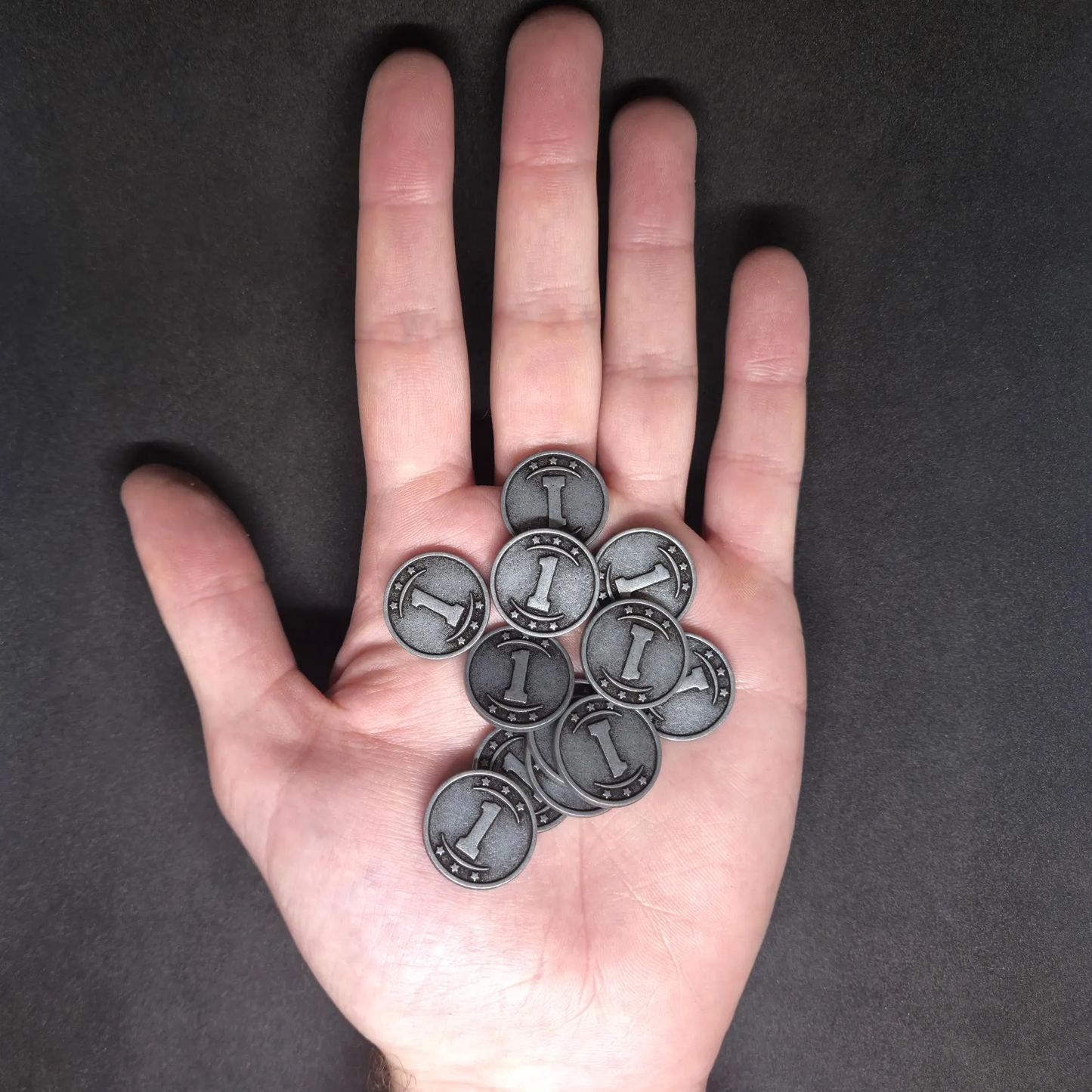 Silver western metal coins of value 1 for board games, 20mm