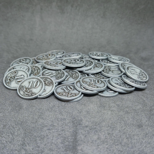 Pièces en métal de valeur 10 couleur argent pour jeux de société, 20mm