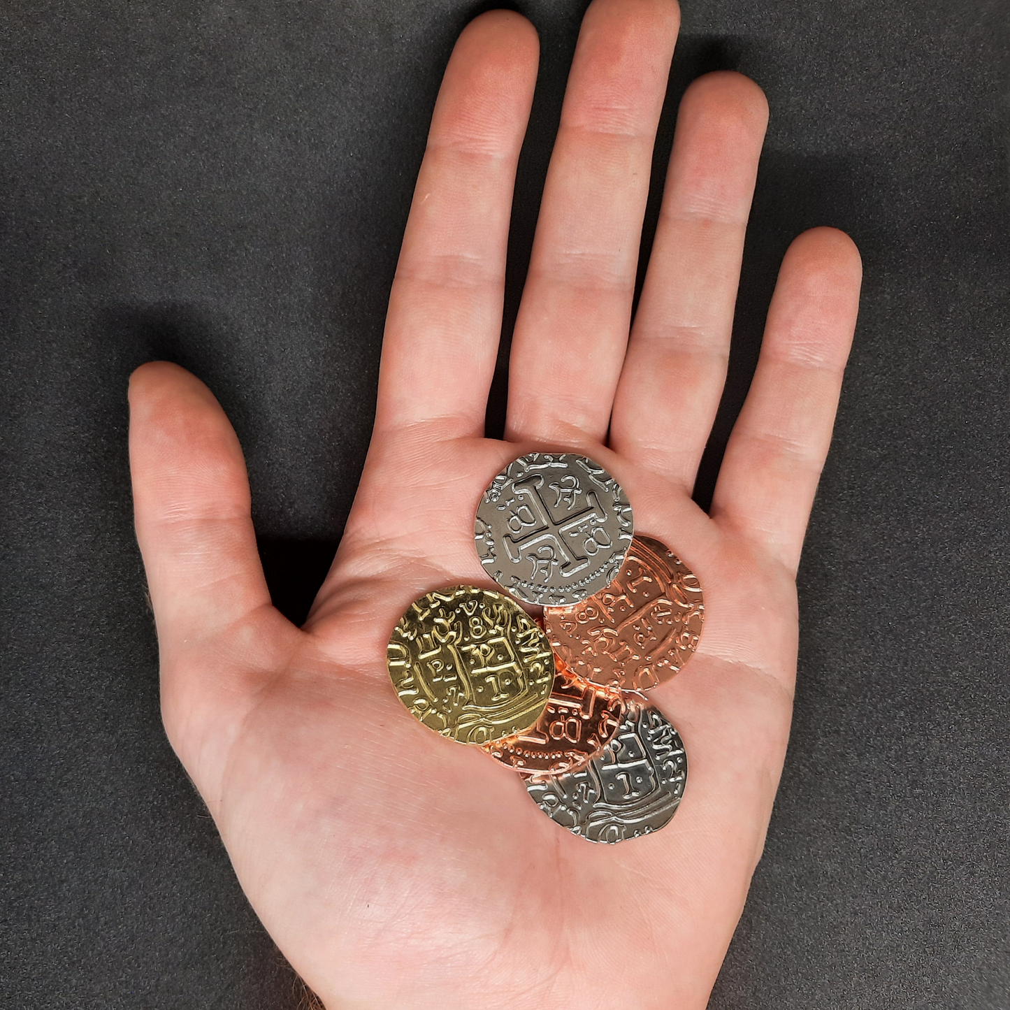 Set of large pirate metal coins for board game, 30mm