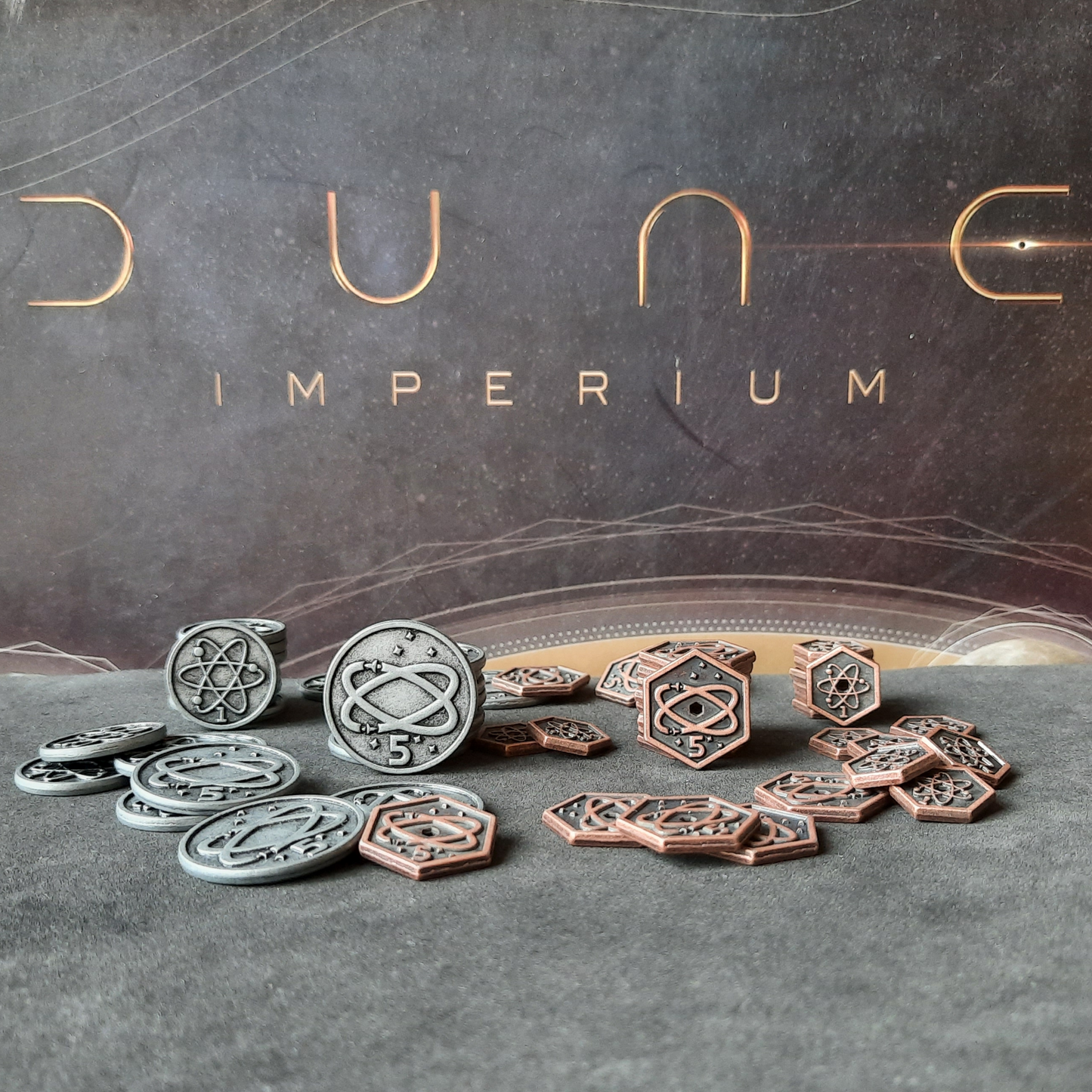 Set of spatial metal coins for Dune Imperium