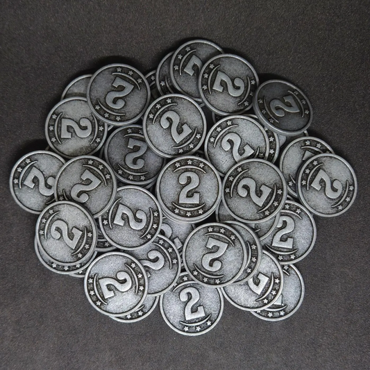 Pièces western en métal de valeur 2 couleur argent pour jeux de société, 22mm
