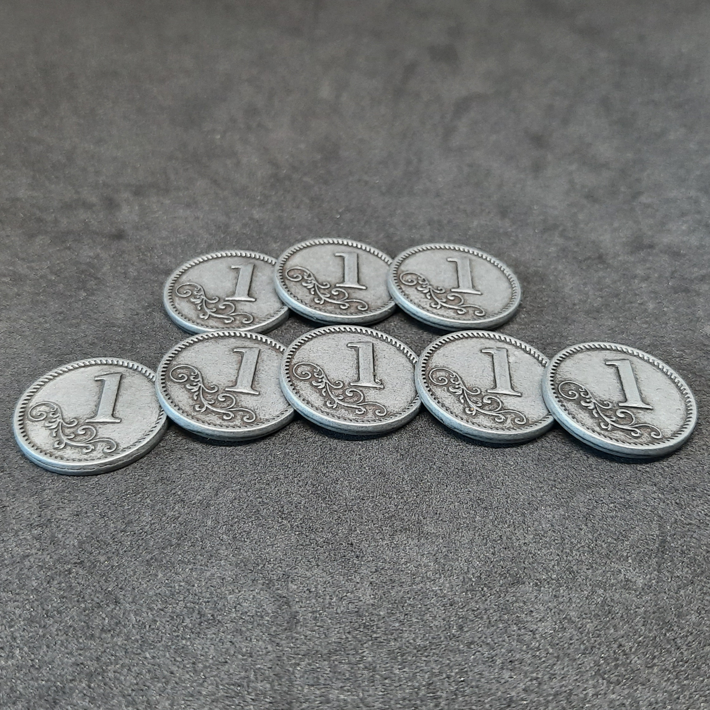 Silver metal coins of value 1 for board games, 20mm