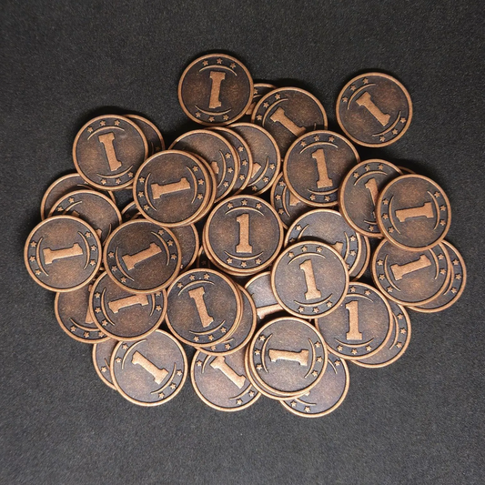 Pièces western en métal de valeur 1 couleur bronze pour jeux de société, 20mm