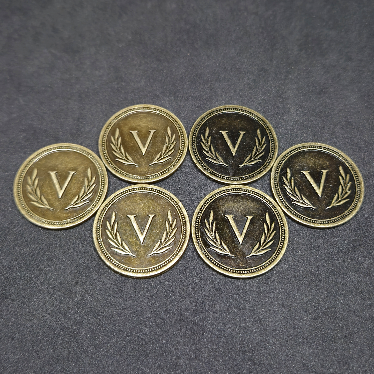 Ensemble de pièces romaines en métal couleur argent et or de valeur 1 et 5 pour jeux de société