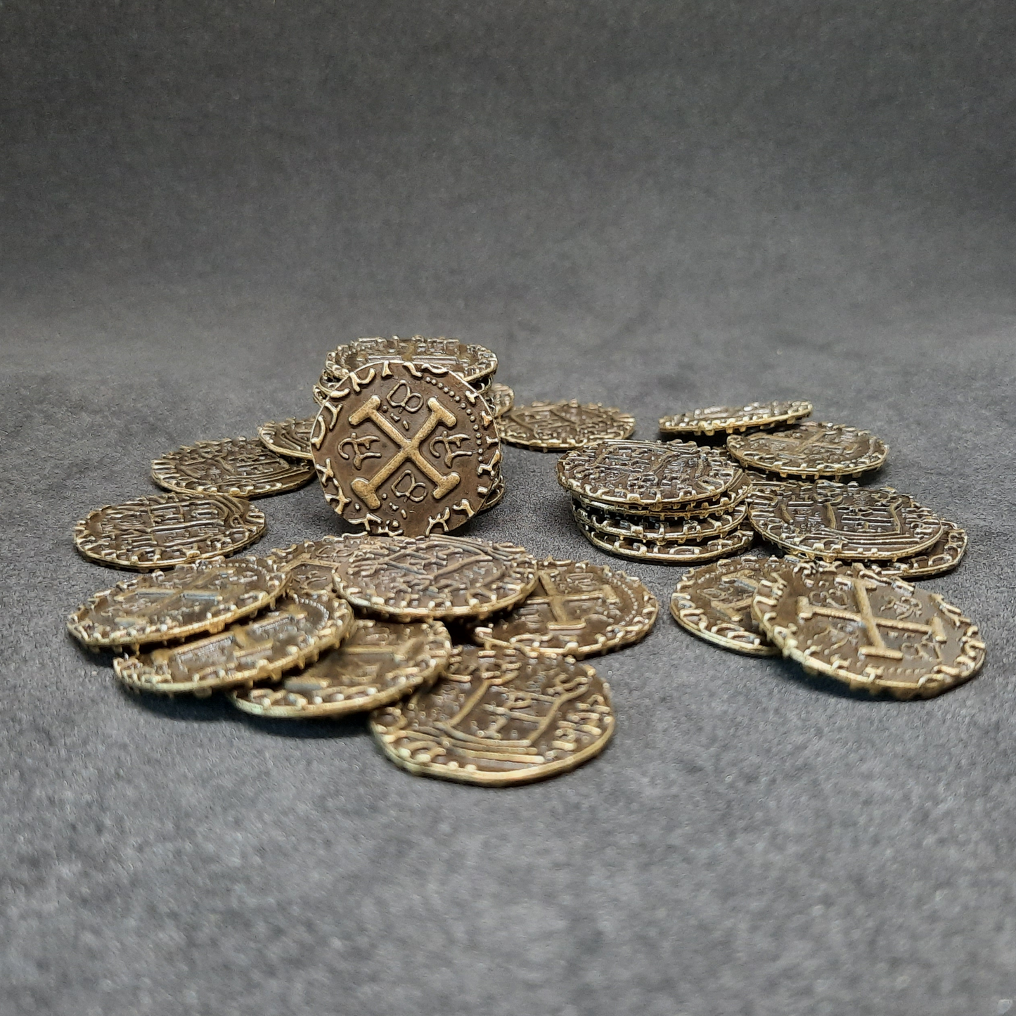 Antique gold pirate metal coins for board games, 20mm and 30mm