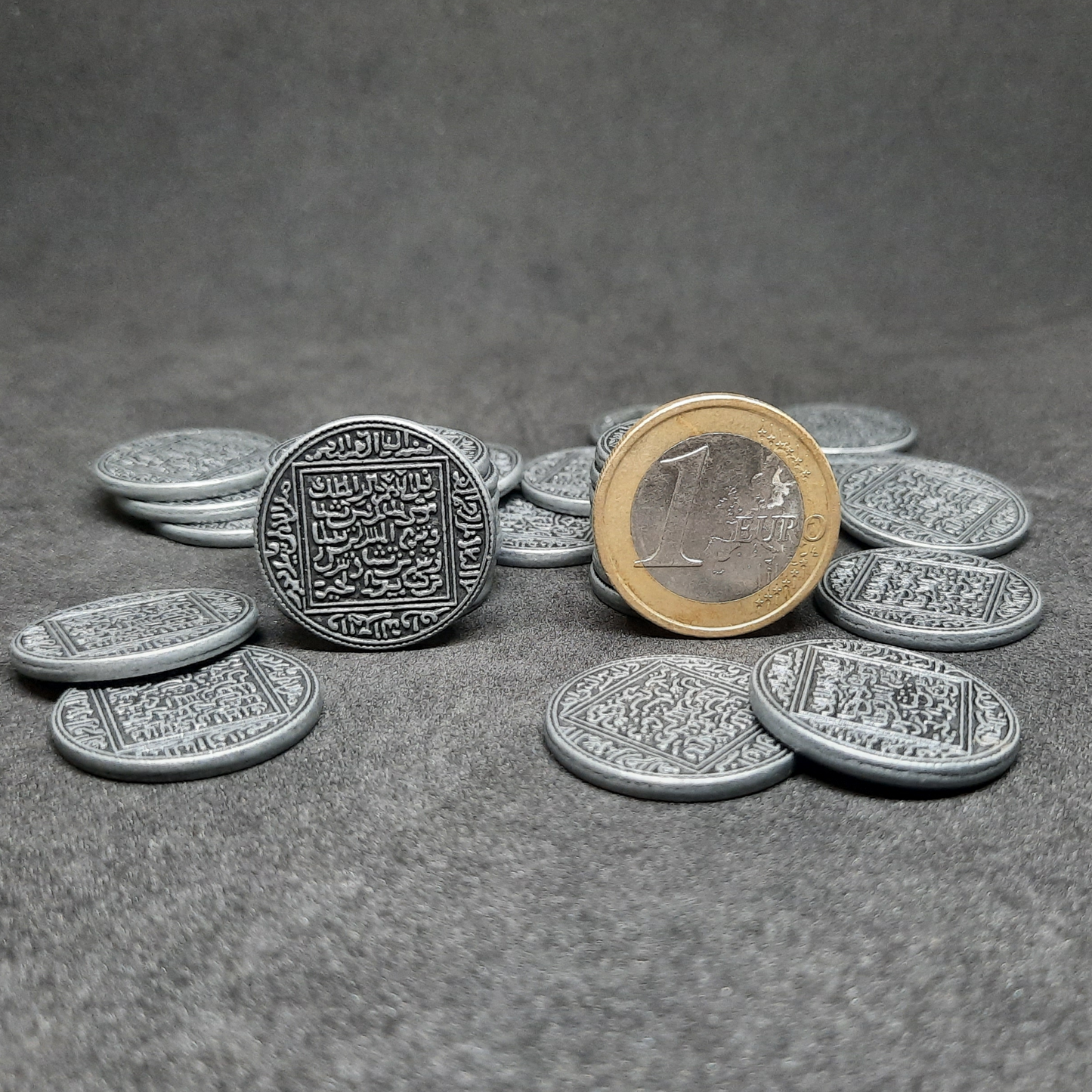 Arabic silver metal coins for board games, 22mm