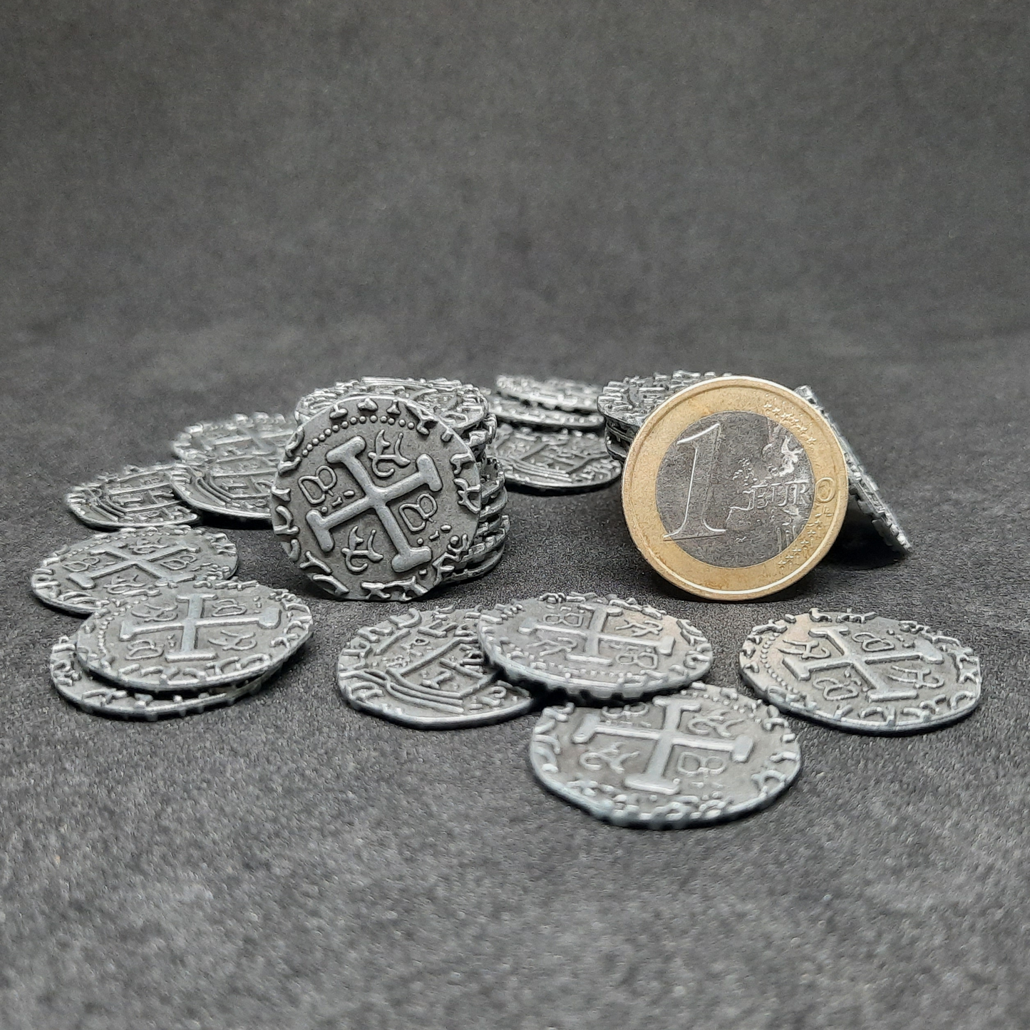 Antique silver pirate metal coins for board games, 20mm