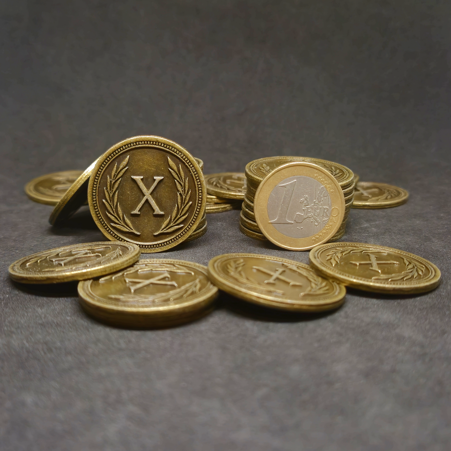 Pièces romaines en métal de valeur 10 couleur or pour jeux de société, 30mm