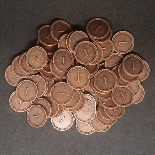 Bronze roman metal coins of value 1 for board games, 20mm