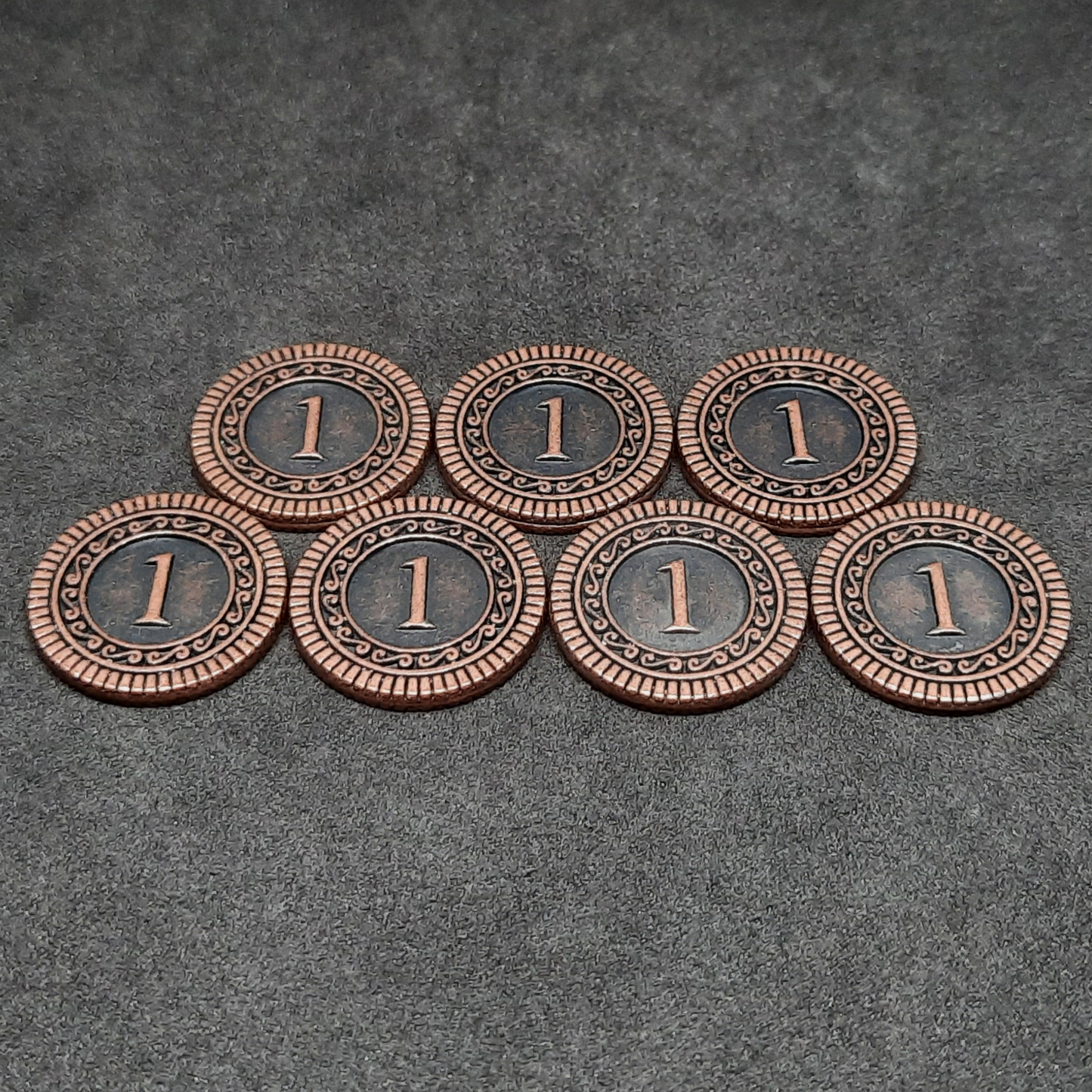 Bronze coins, 20mm, of value 1 for board games, role playing games or magic theme party