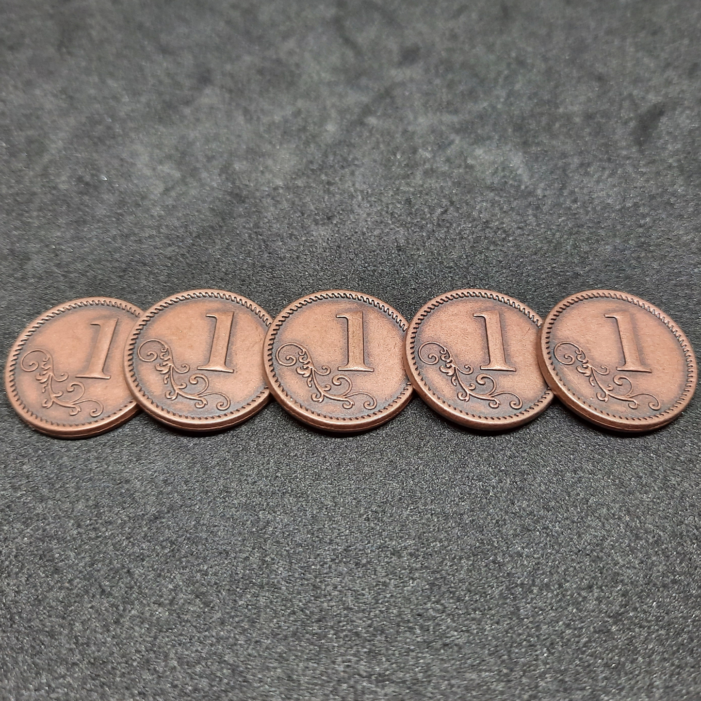 Bronze metal coins of value 1 for board games, 20mm