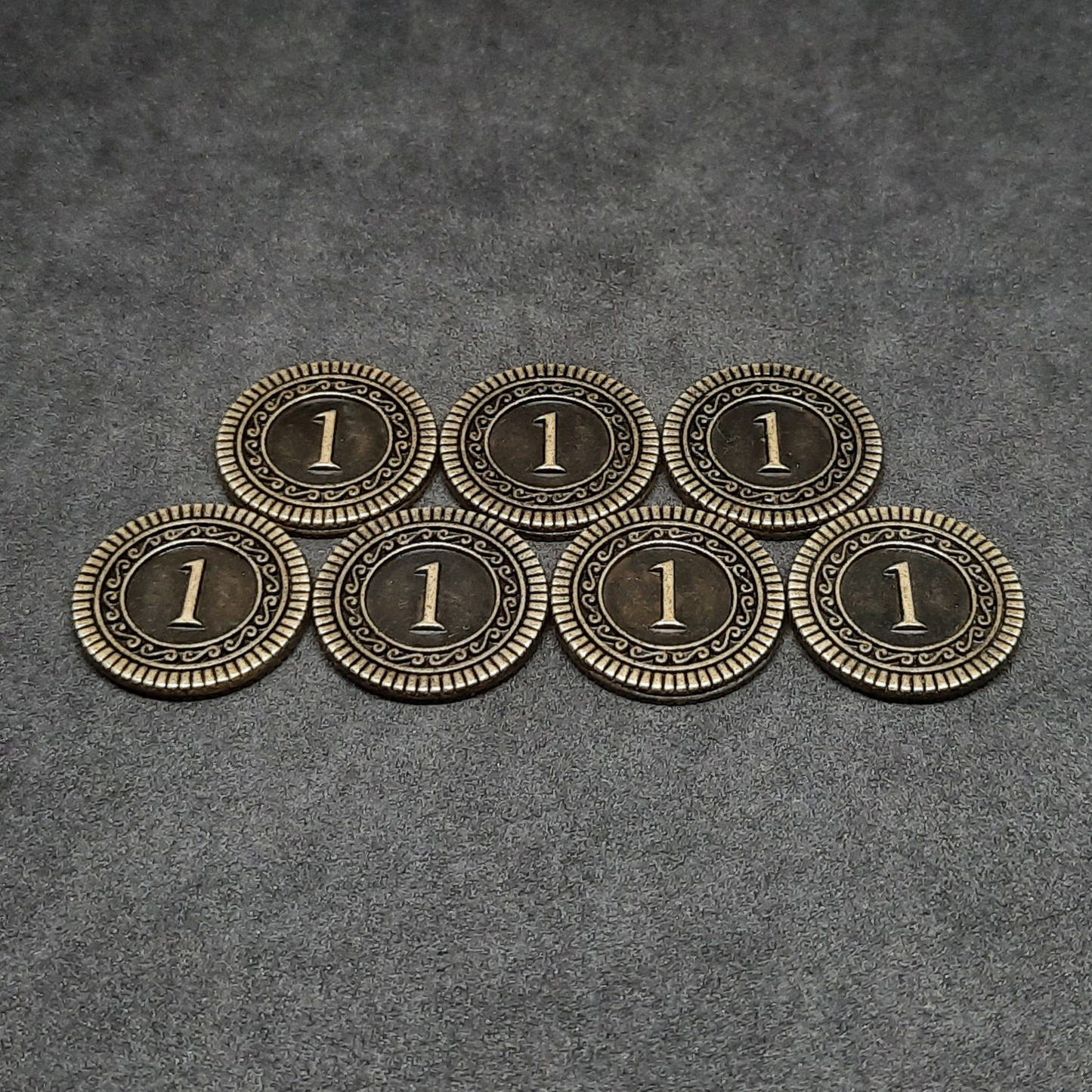 Antique gold coins, 20mm, of value 1 for board games, role playing games or magic theme party