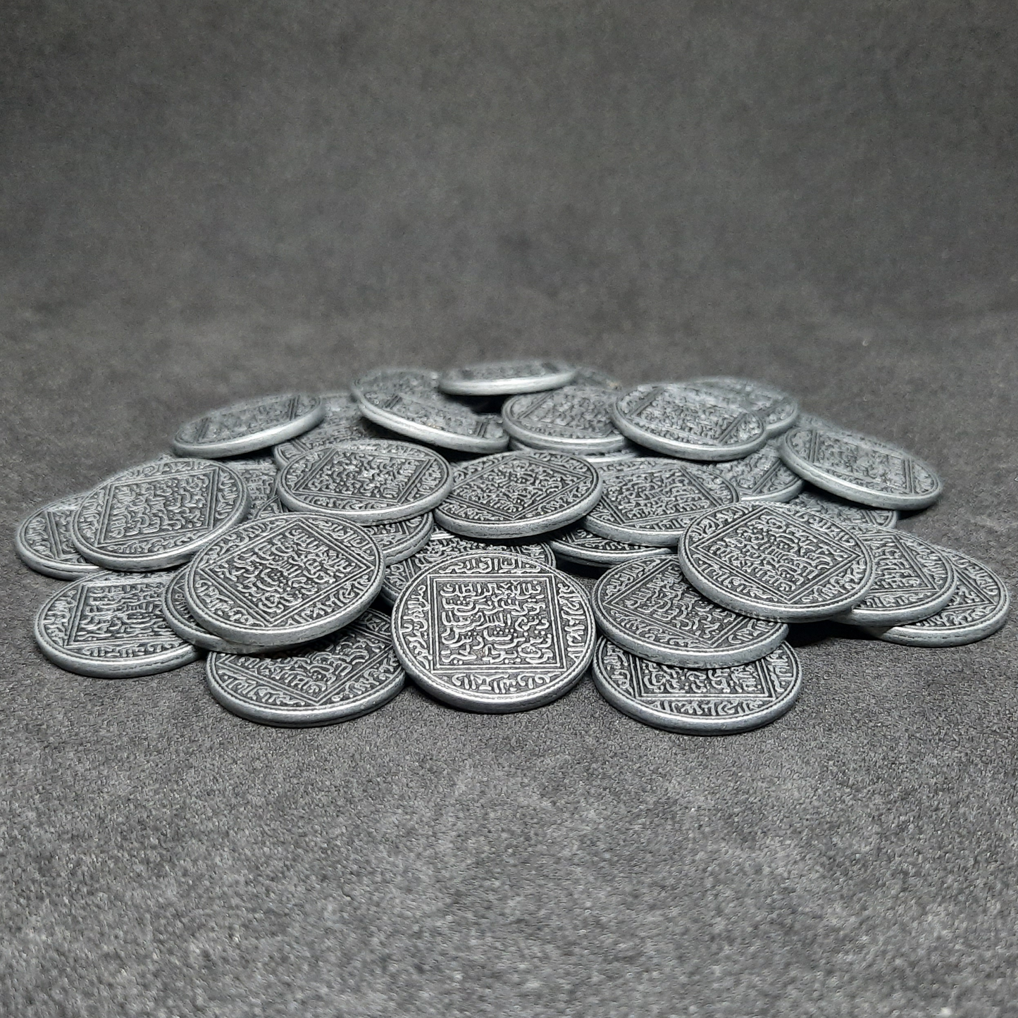 Arabic silver metal coins for board games, 22mm