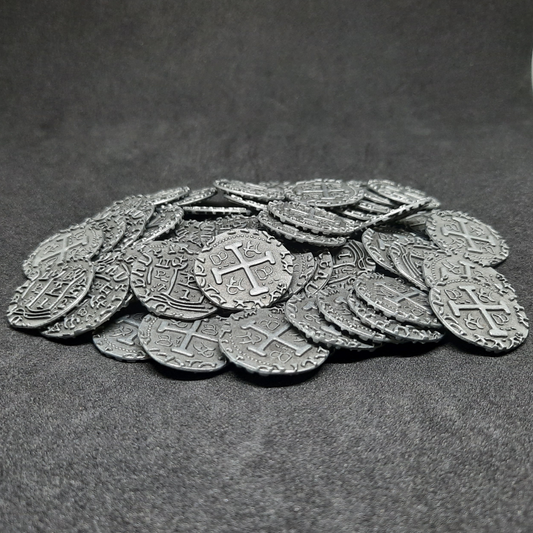 Antique silver pirate metal coins for board games, 20mm