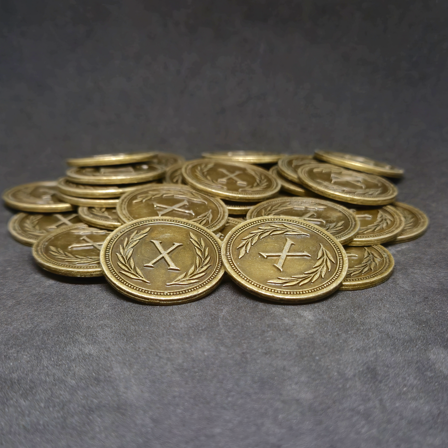 Pièces romaines en métal de valeur 10 couleur or pour jeux de société, 30mm