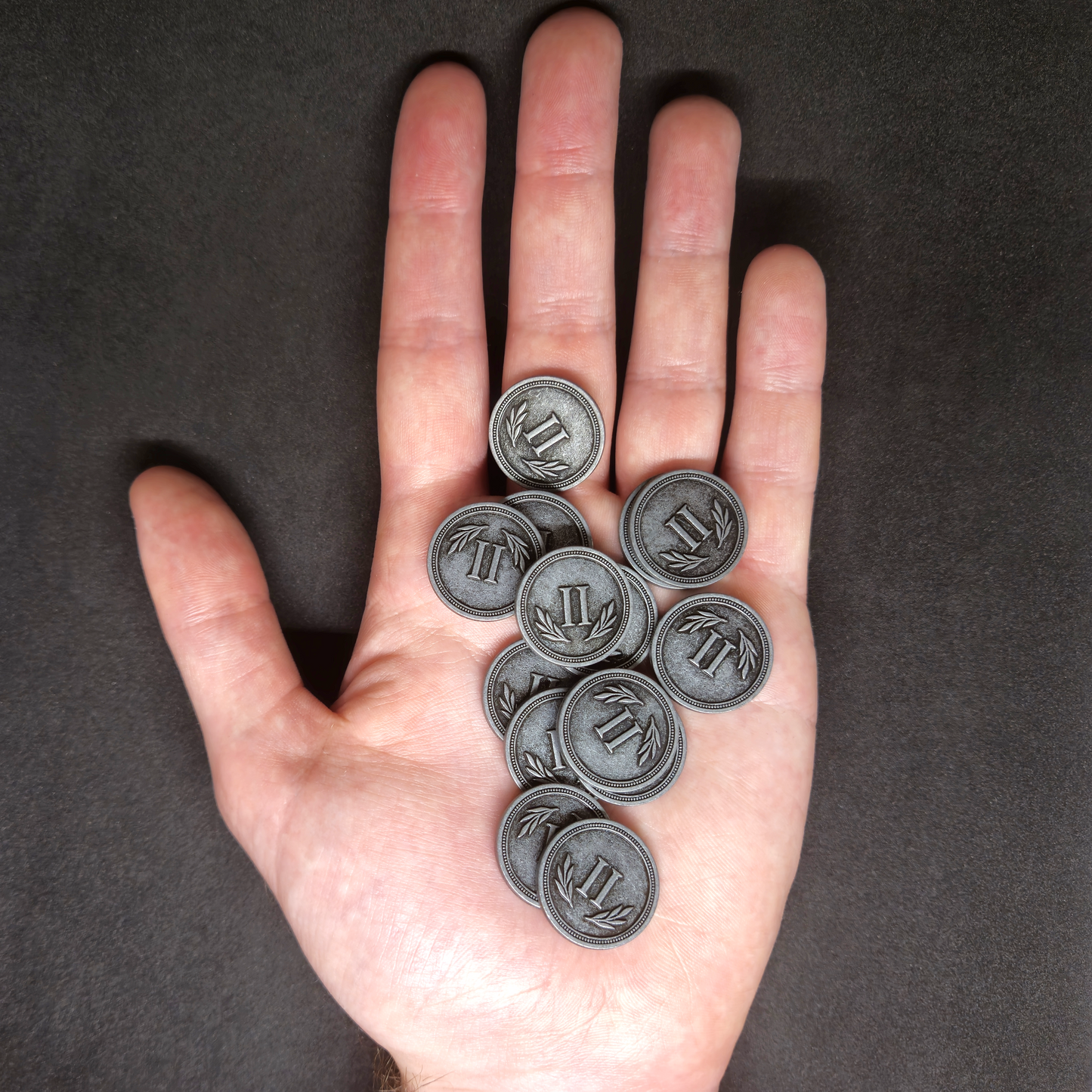 Pièces romaines en métal de valeur 2 couleur argent pour jeux de société, 22mm