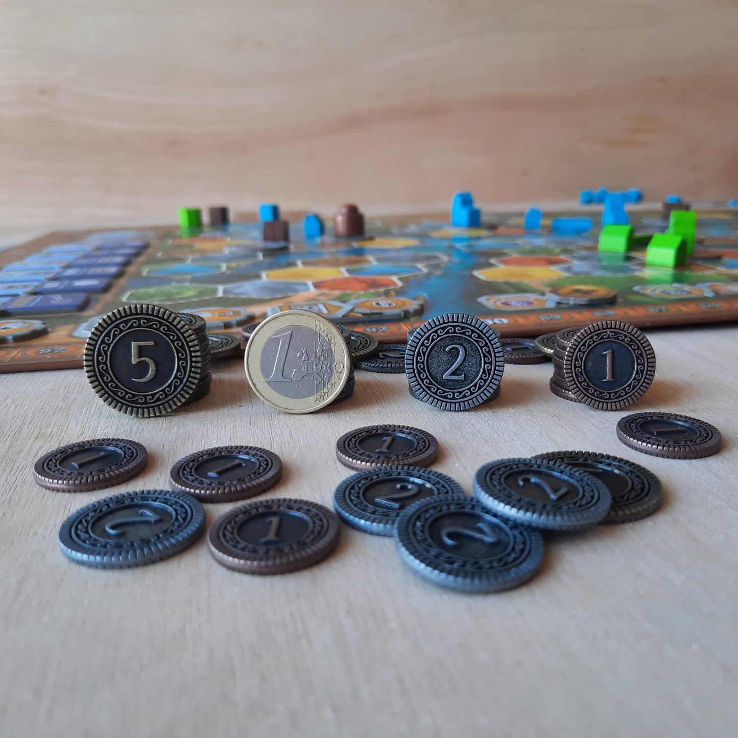 Set of 125 metal coins for Terra Mystica or Age of Innovation