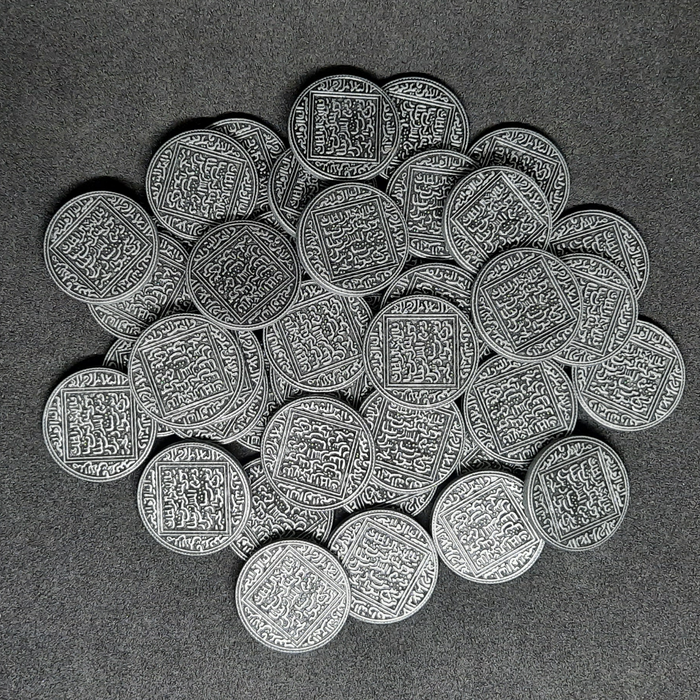 Arabic silver metal coins for board games, 22mm